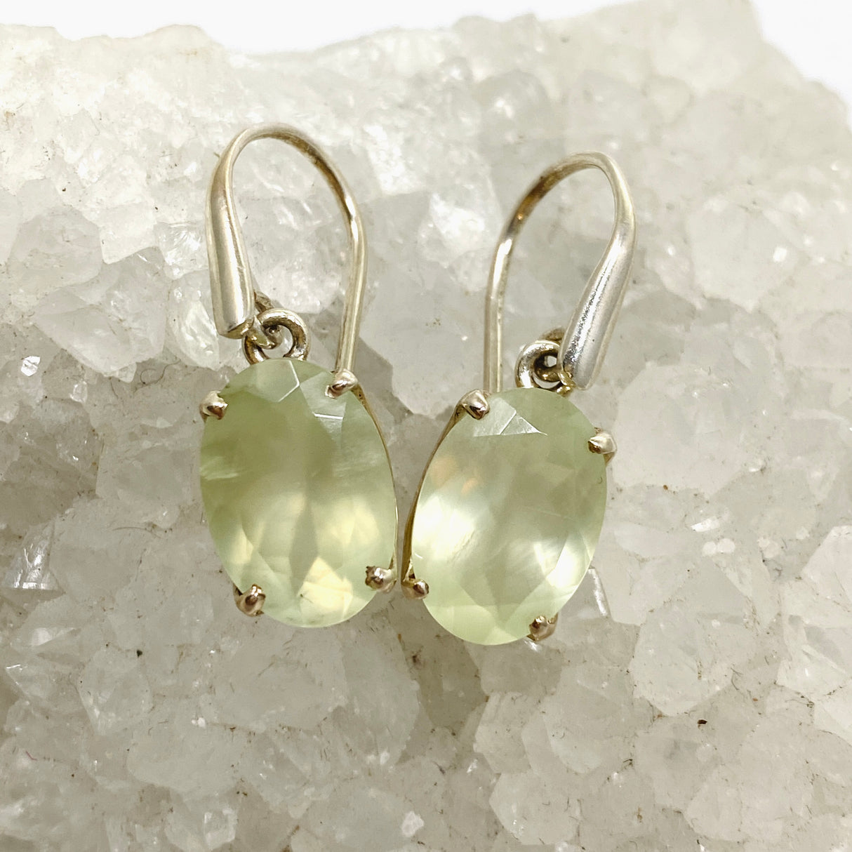 Prehnite Oval Faceted Earrings PEGJ200