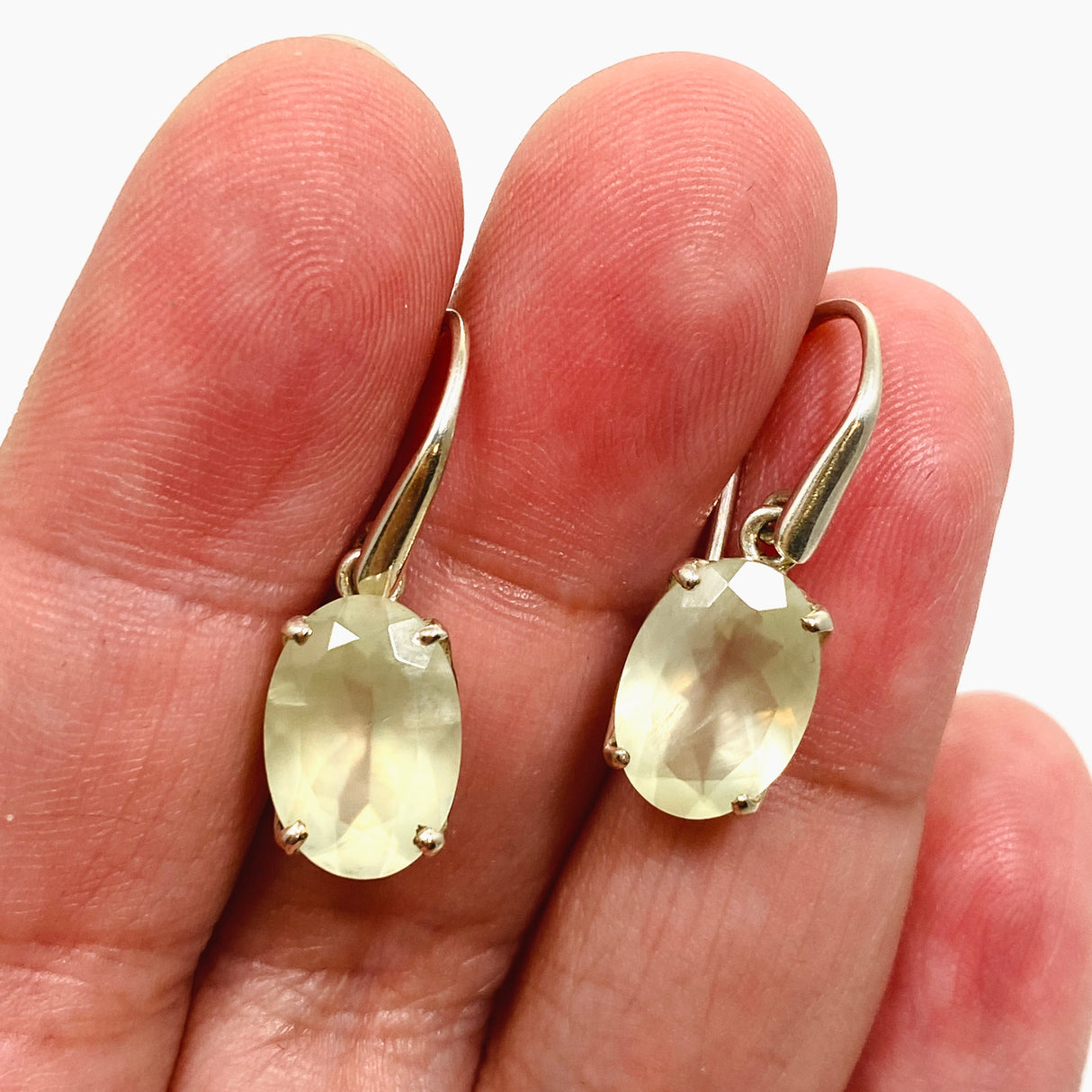 Prehnite Oval Faceted Earrings PEGJ200
