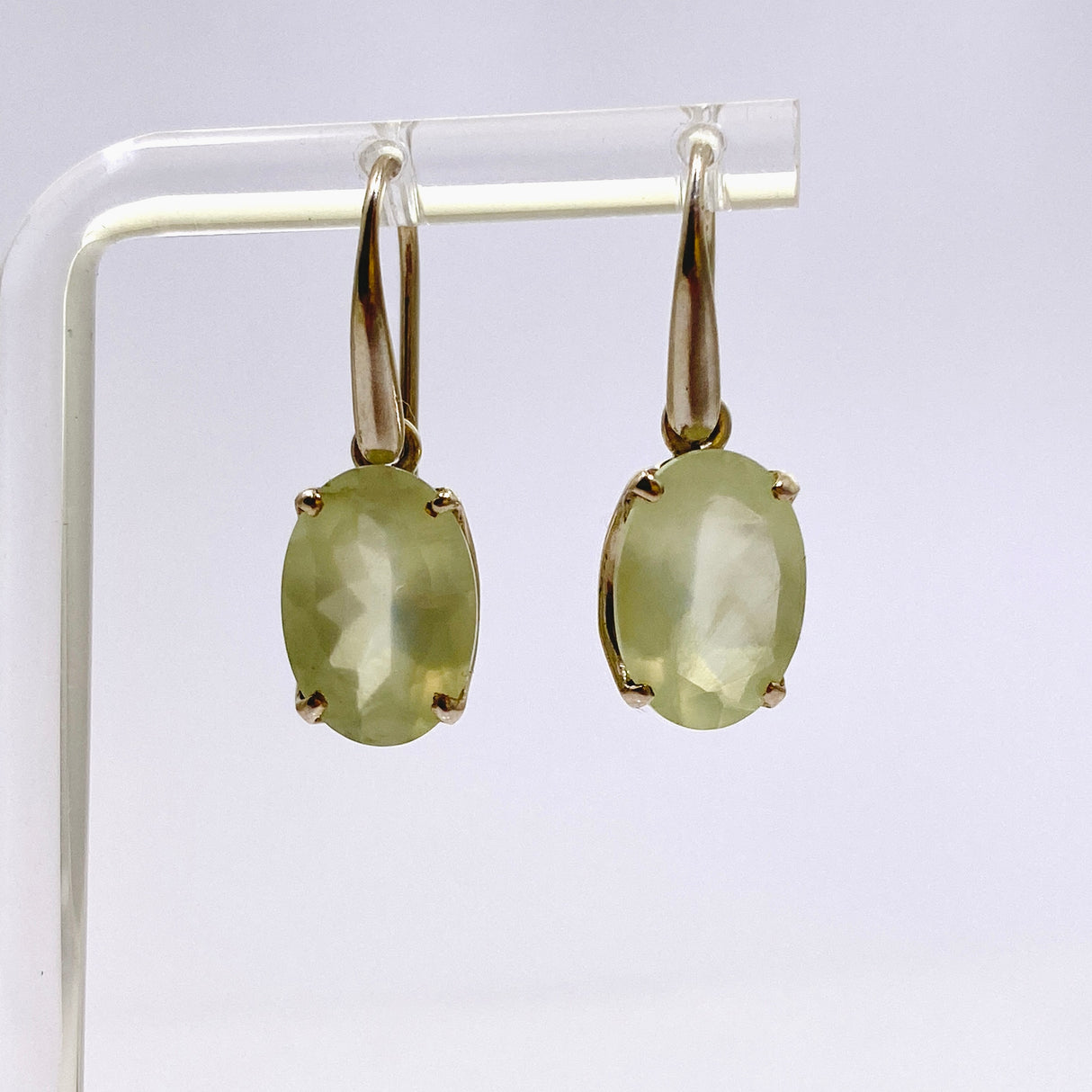 Prehnite Oval Faceted Earrings PEGJ200