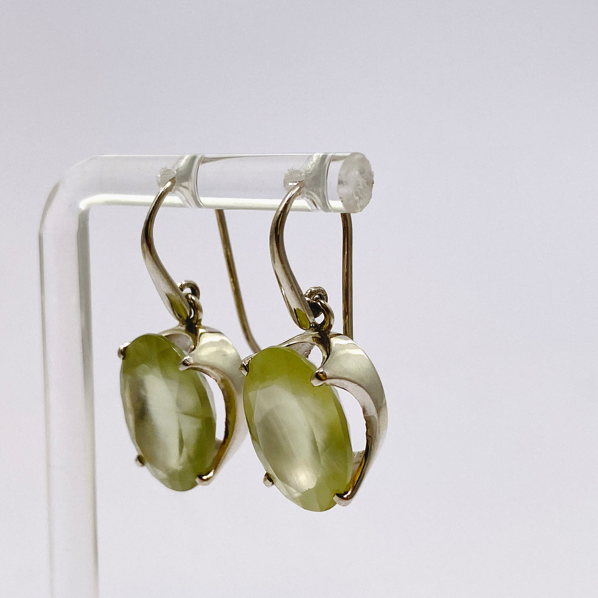 Prehnite Oval Faceted Earrings PEGJ313