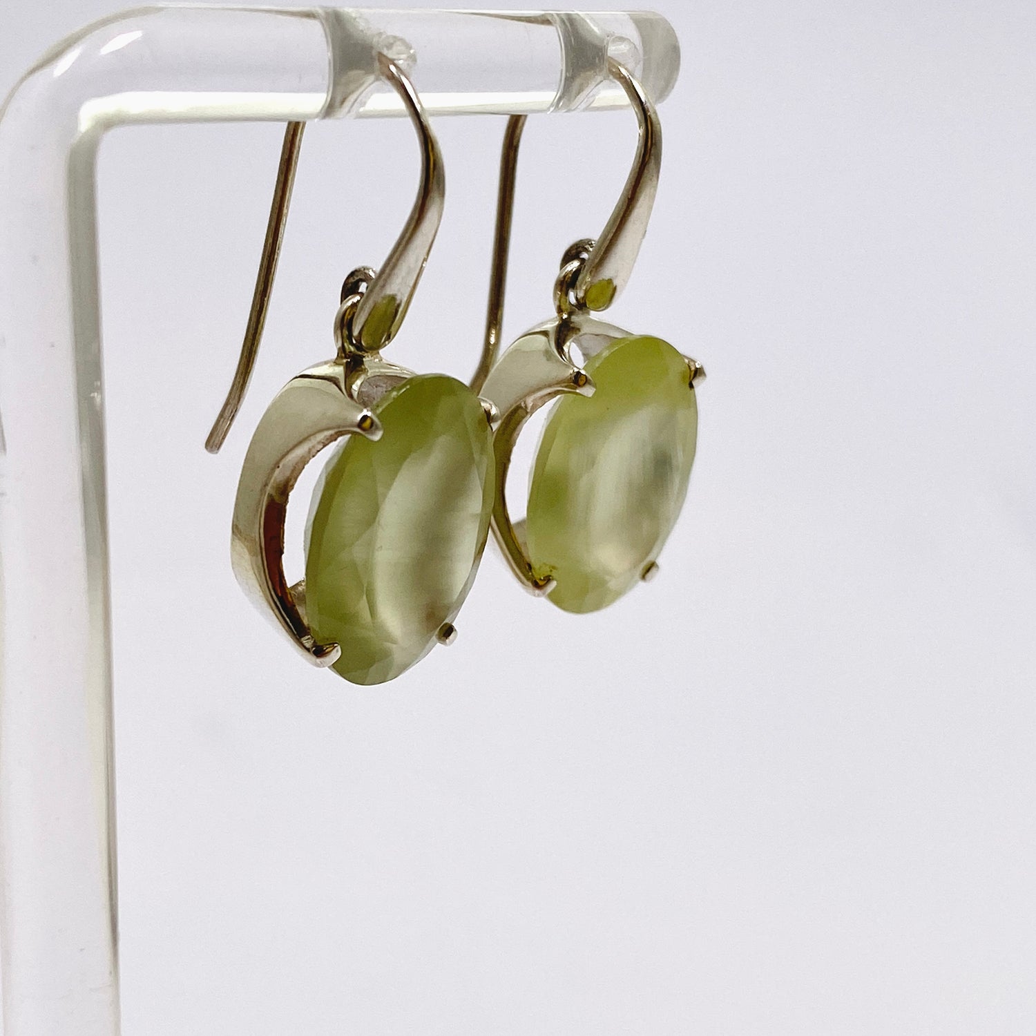 Prehnite Oval Faceted Earrings PEGJ313