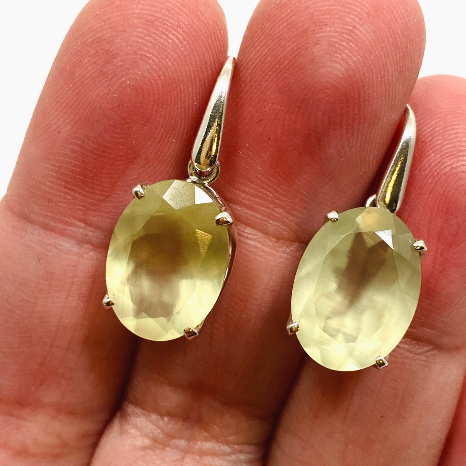 Prehnite Oval Faceted Earrings PEGJ313