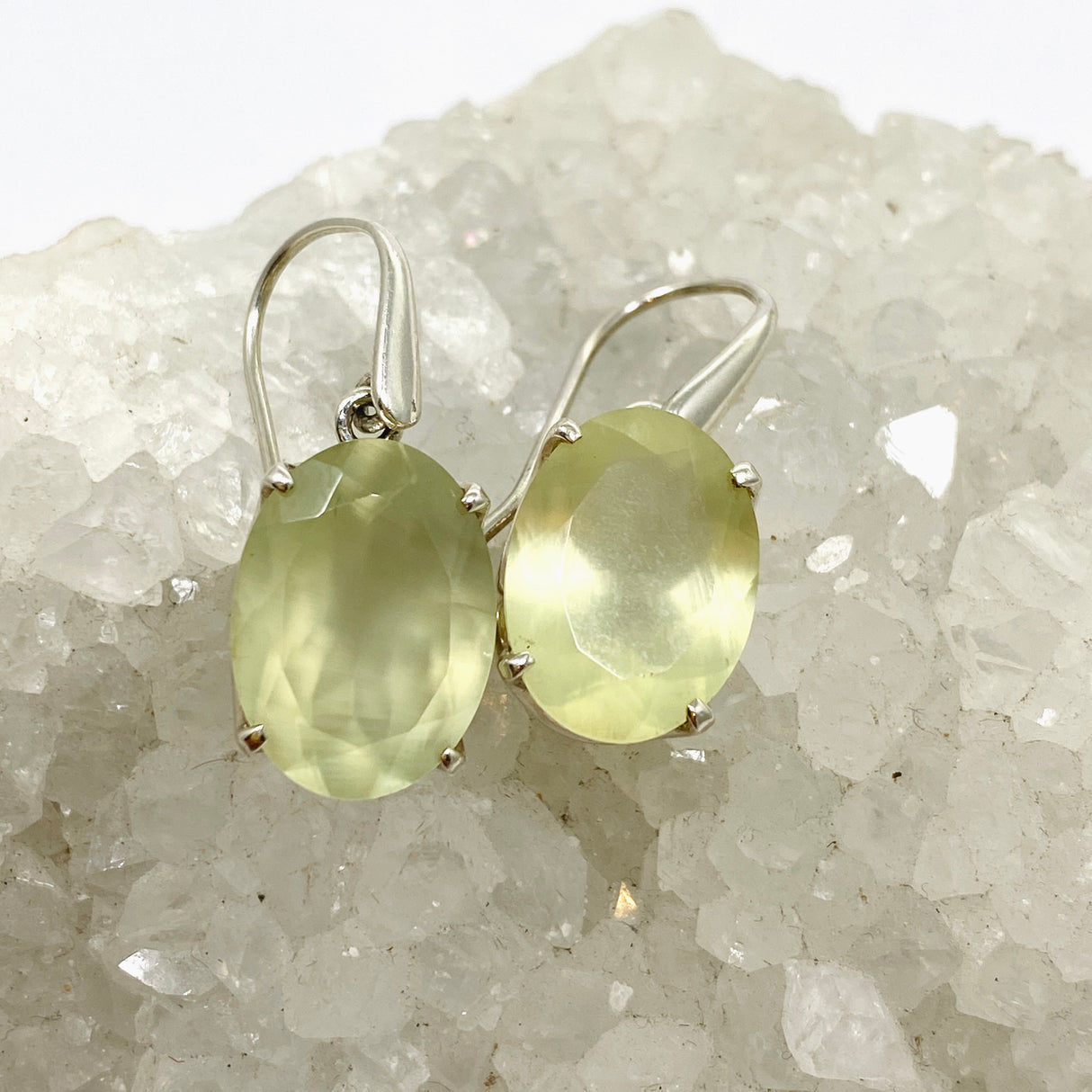 Prehnite Oval Faceted Earrings PEGJ313