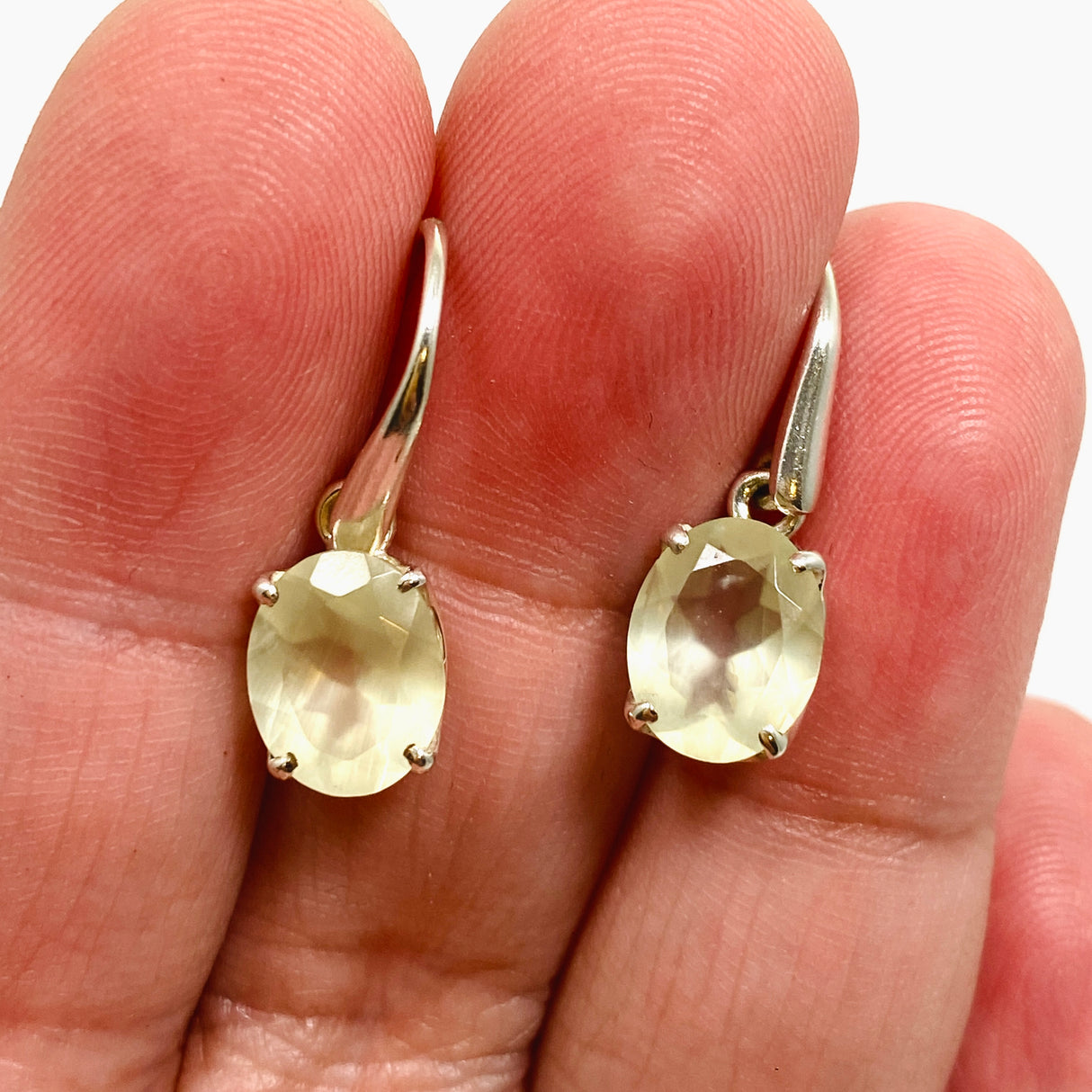 Prehnite Oval Faceted Earrings PEGJ314