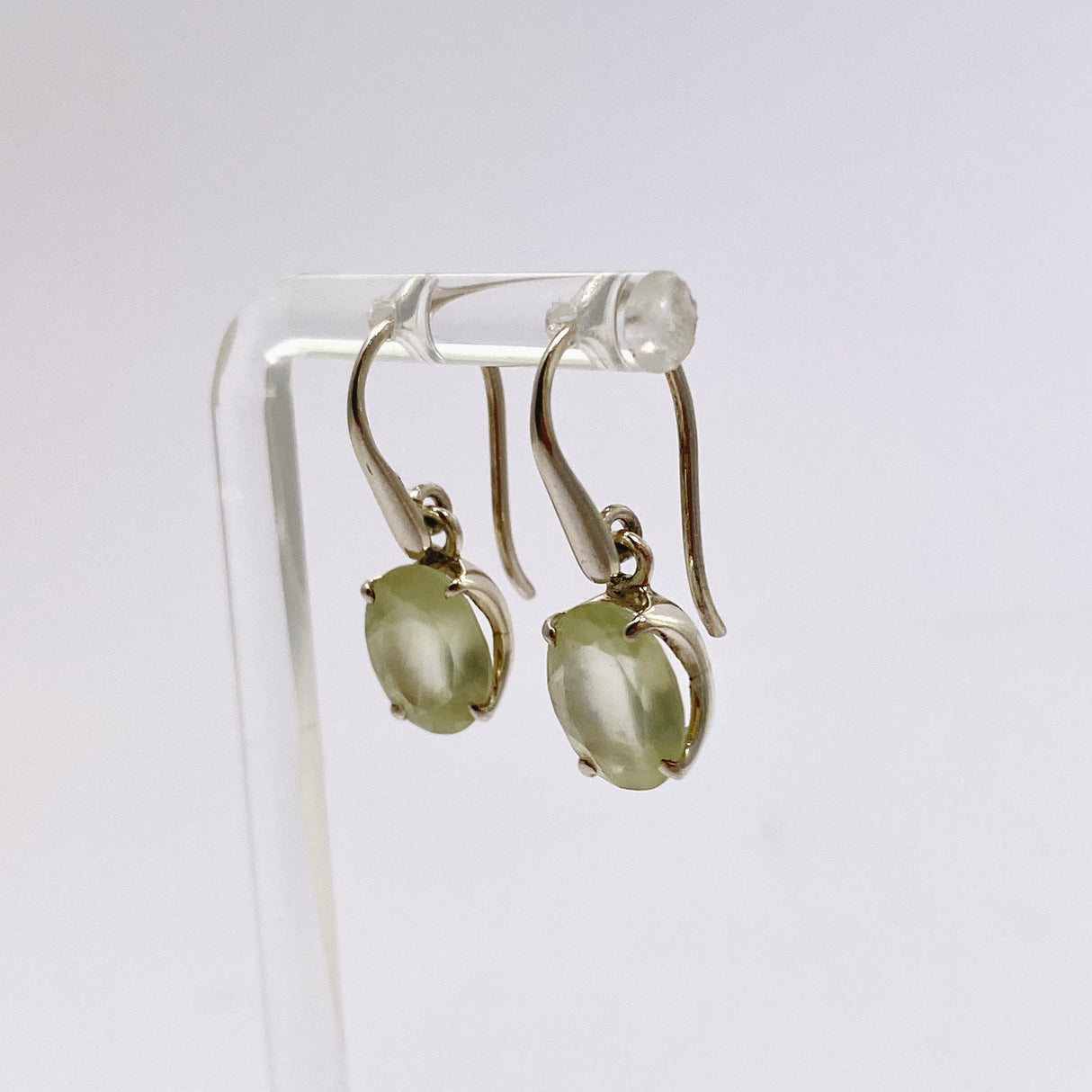 Prehnite Oval Faceted Earrings PEGJ314