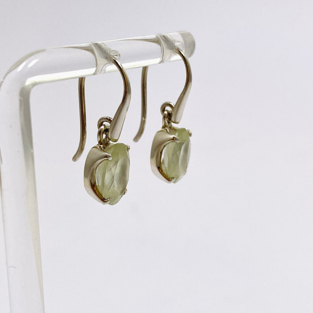 Prehnite Oval Faceted Earrings PEGJ314