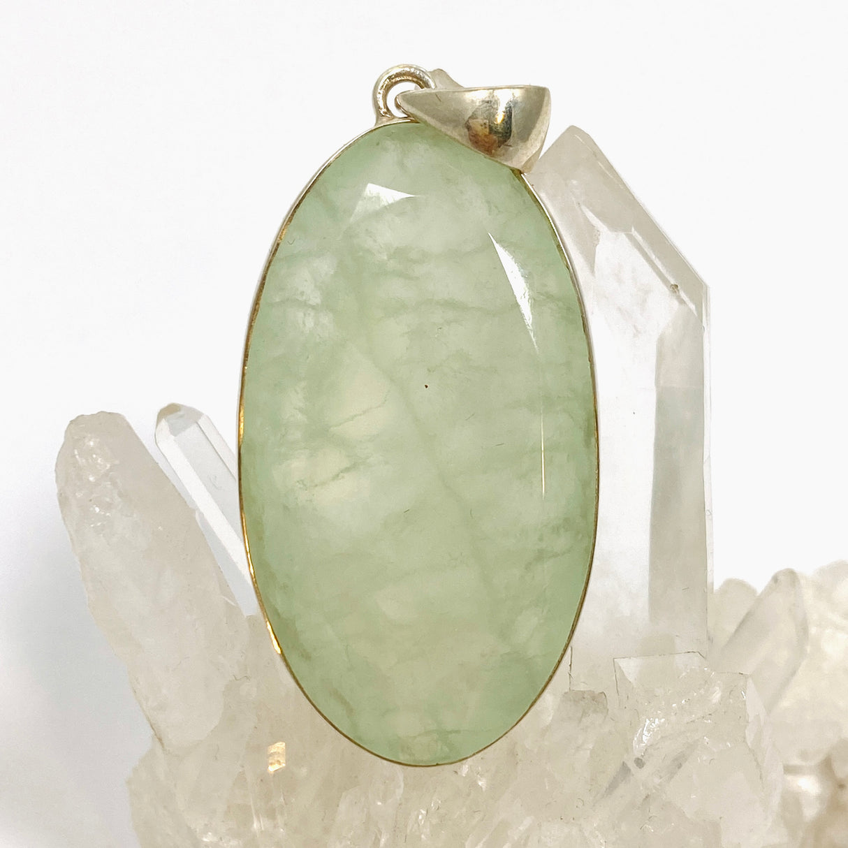Prehnite Oval Faceted Pendant KPGJ4780