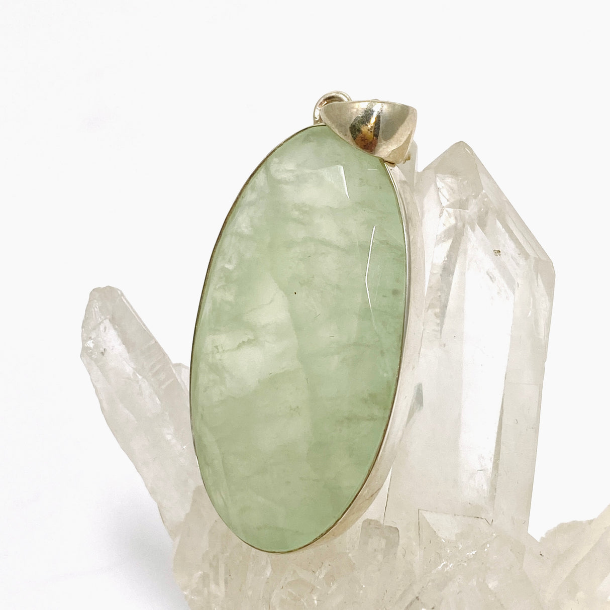 Prehnite Oval Faceted Pendant KPGJ4780