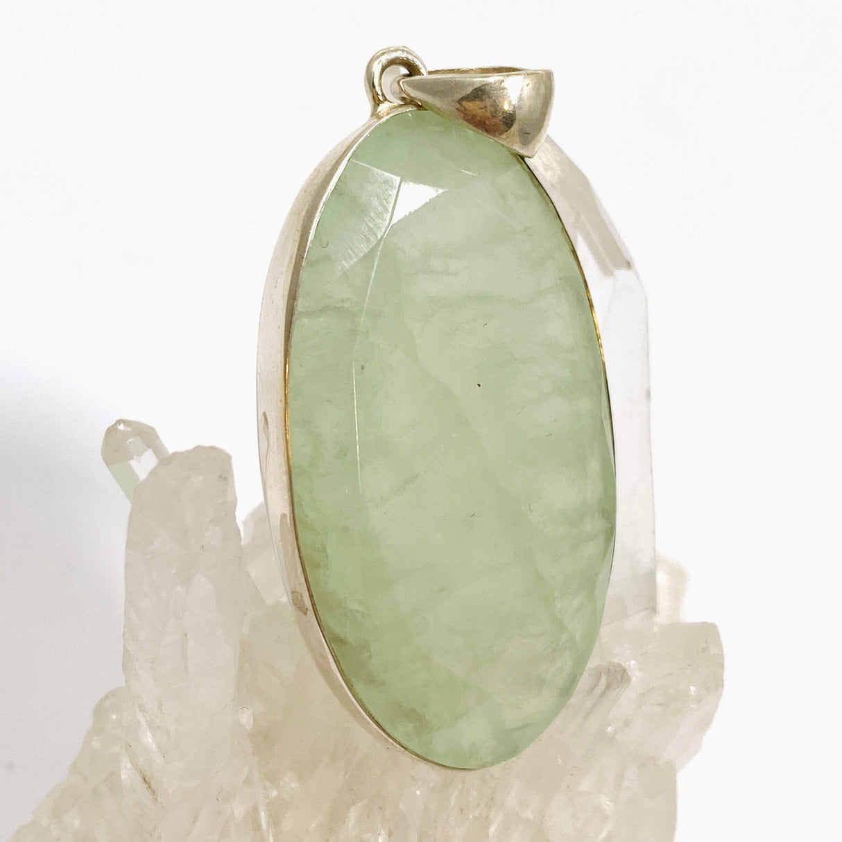 Prehnite Oval Faceted Pendant KPGJ4780