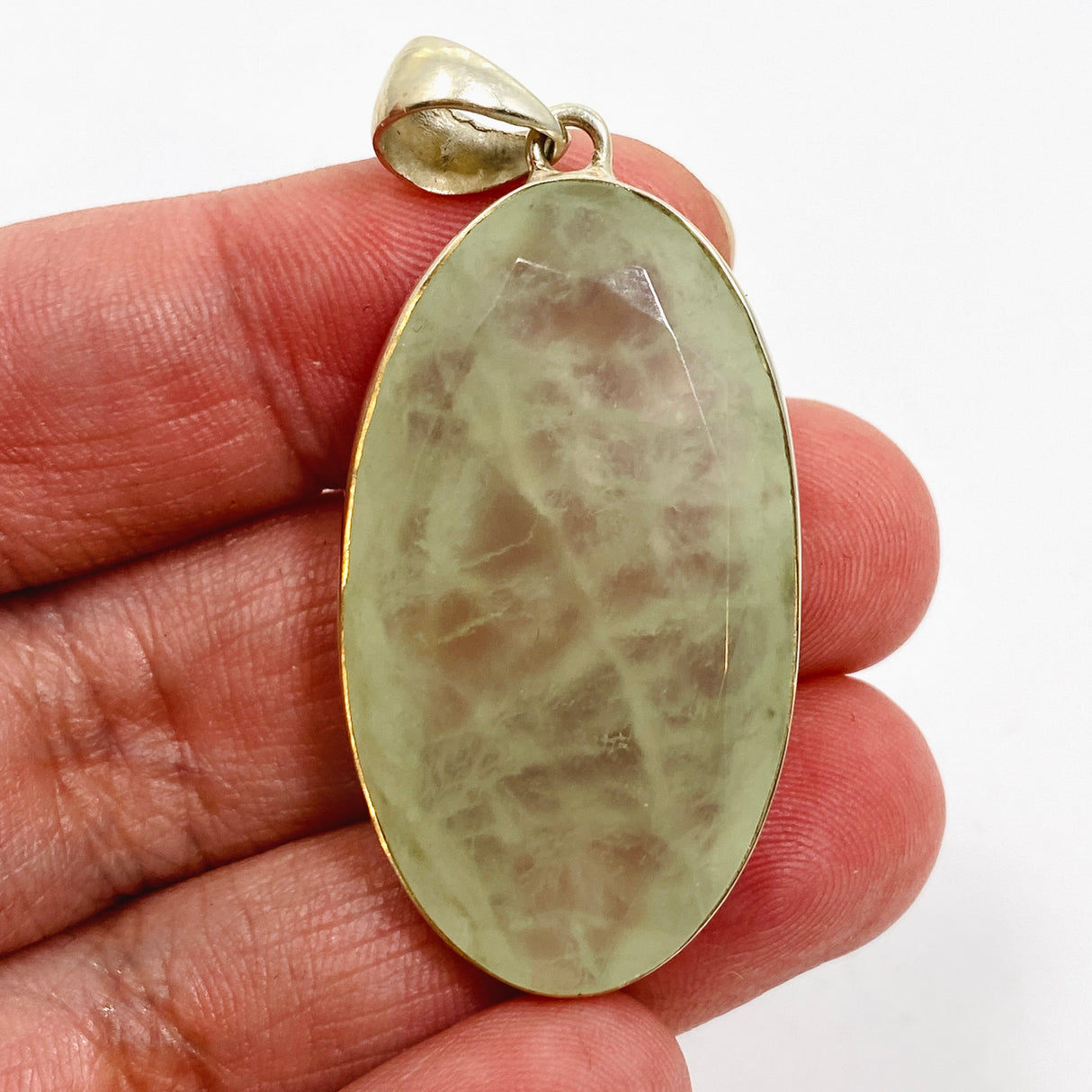 Prehnite Oval Faceted Pendant KPGJ4780
