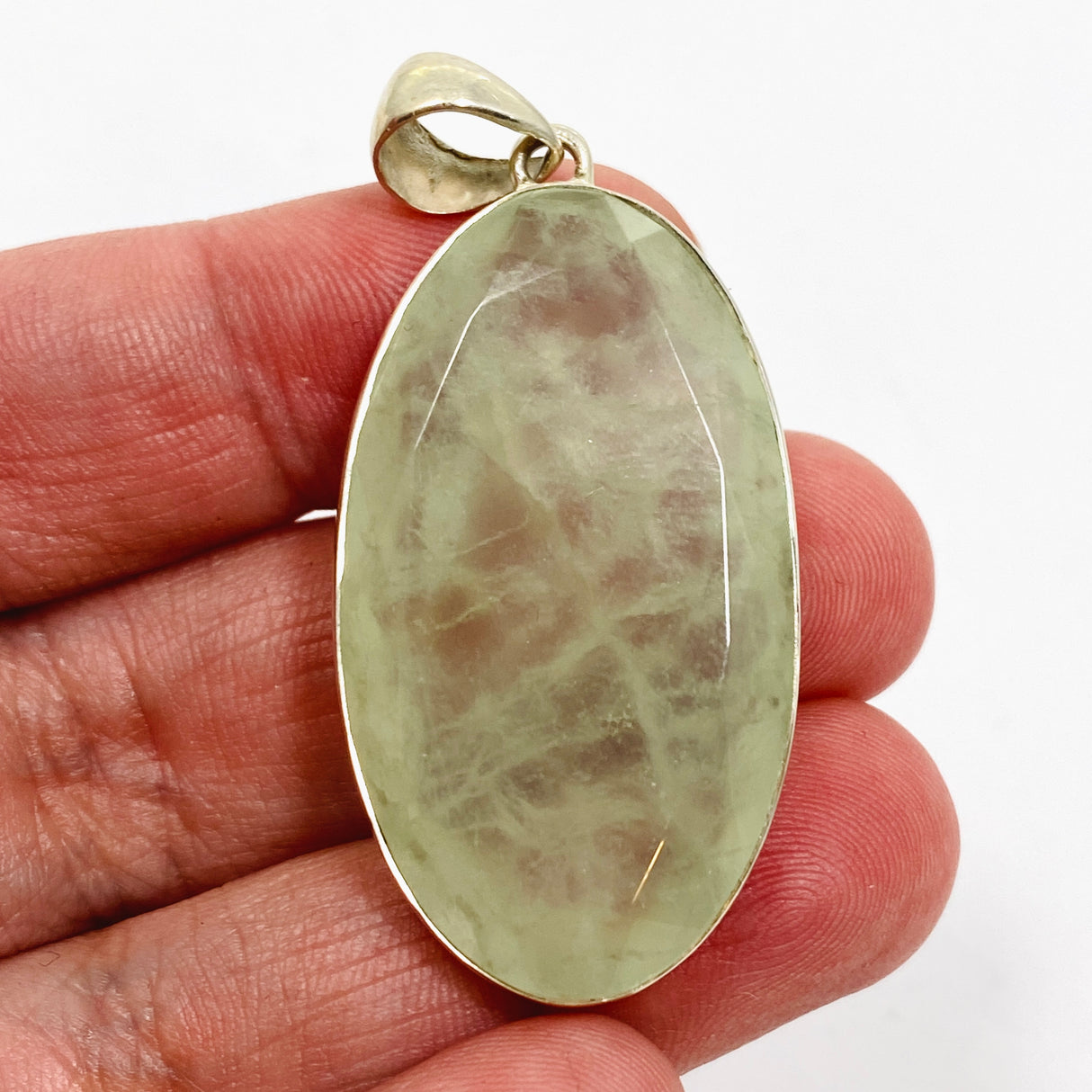Prehnite Oval Faceted Pendant KPGJ4780
