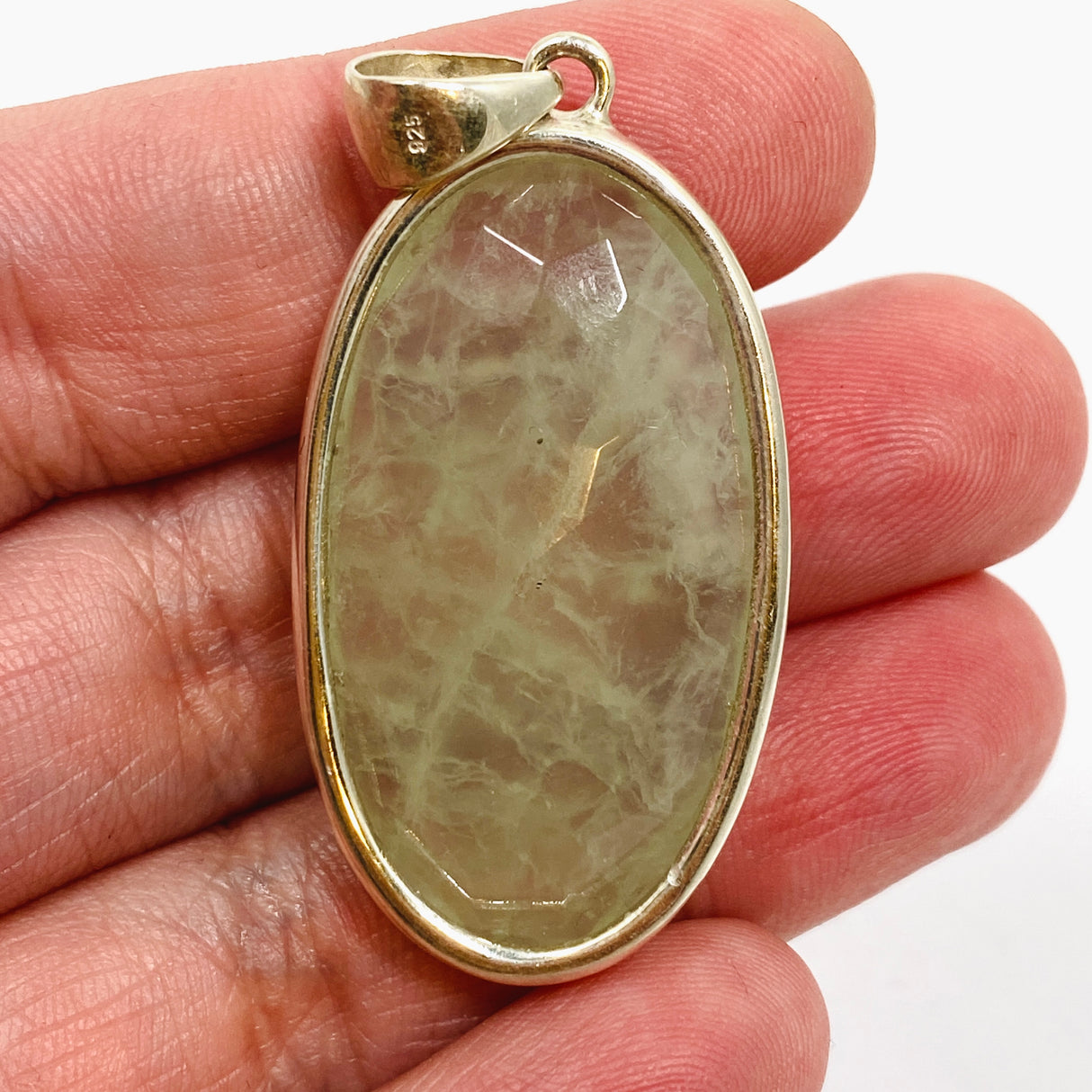 Prehnite Oval Faceted Pendant KPGJ4780