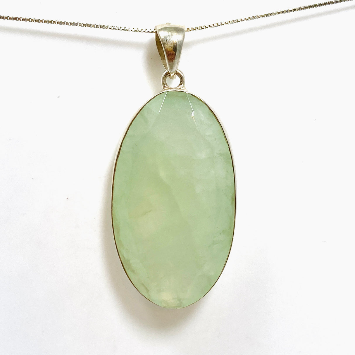 Prehnite Oval Faceted Pendant KPGJ4780