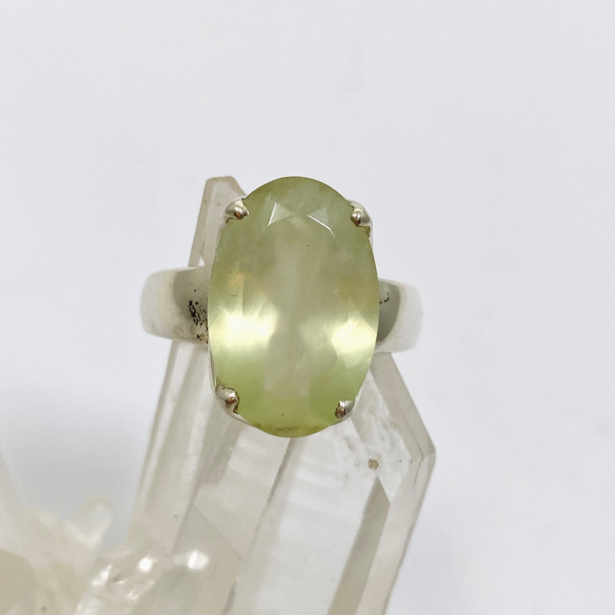 Prehnite Oval Faceted Ring Size 7 PRGJ860