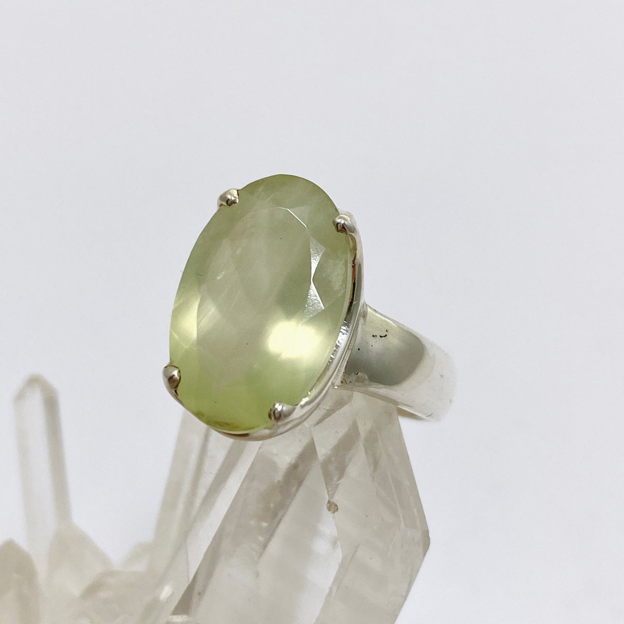 Prehnite Oval Faceted Ring Size 7 PRGJ860