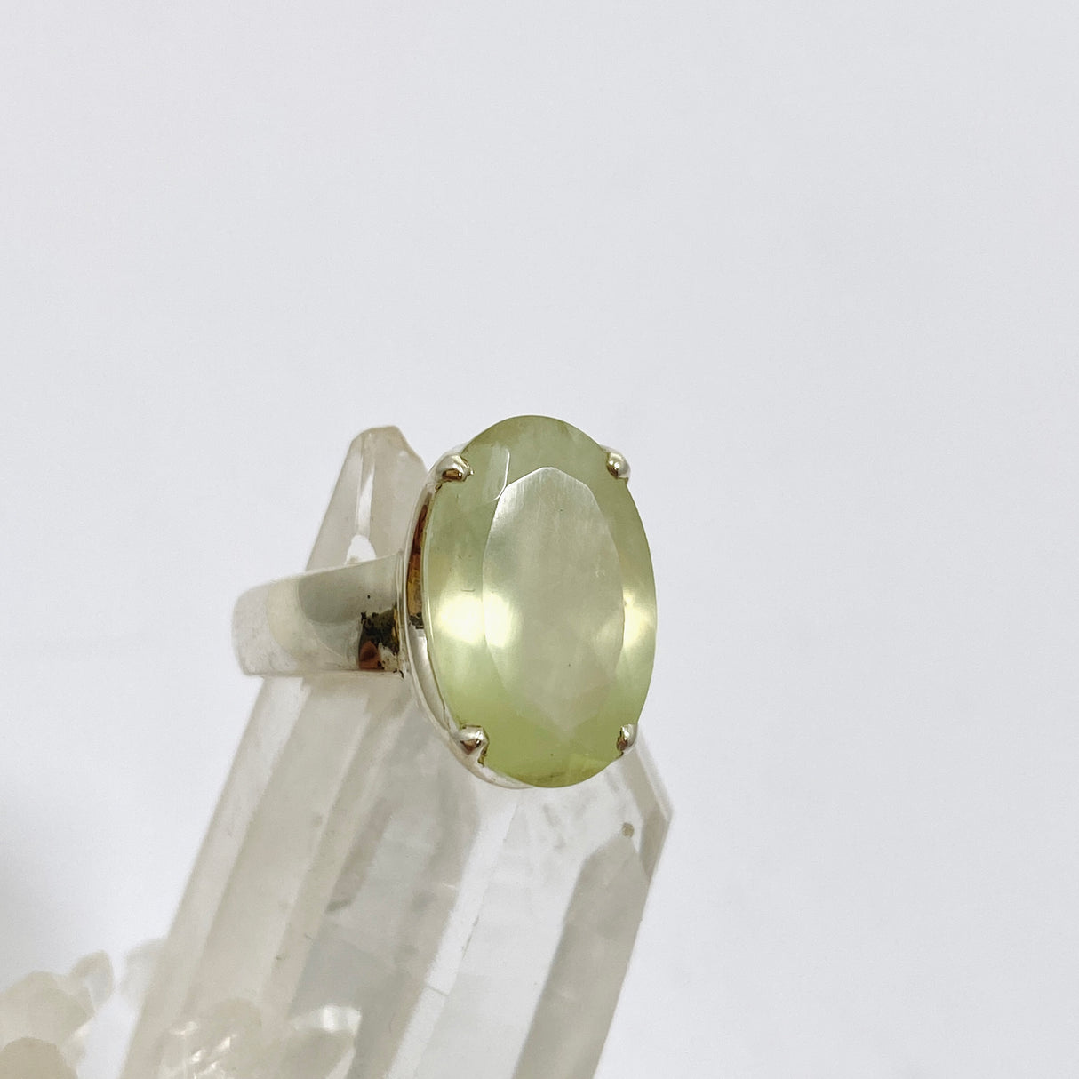 Prehnite Oval Faceted Ring Size 7 PRGJ860