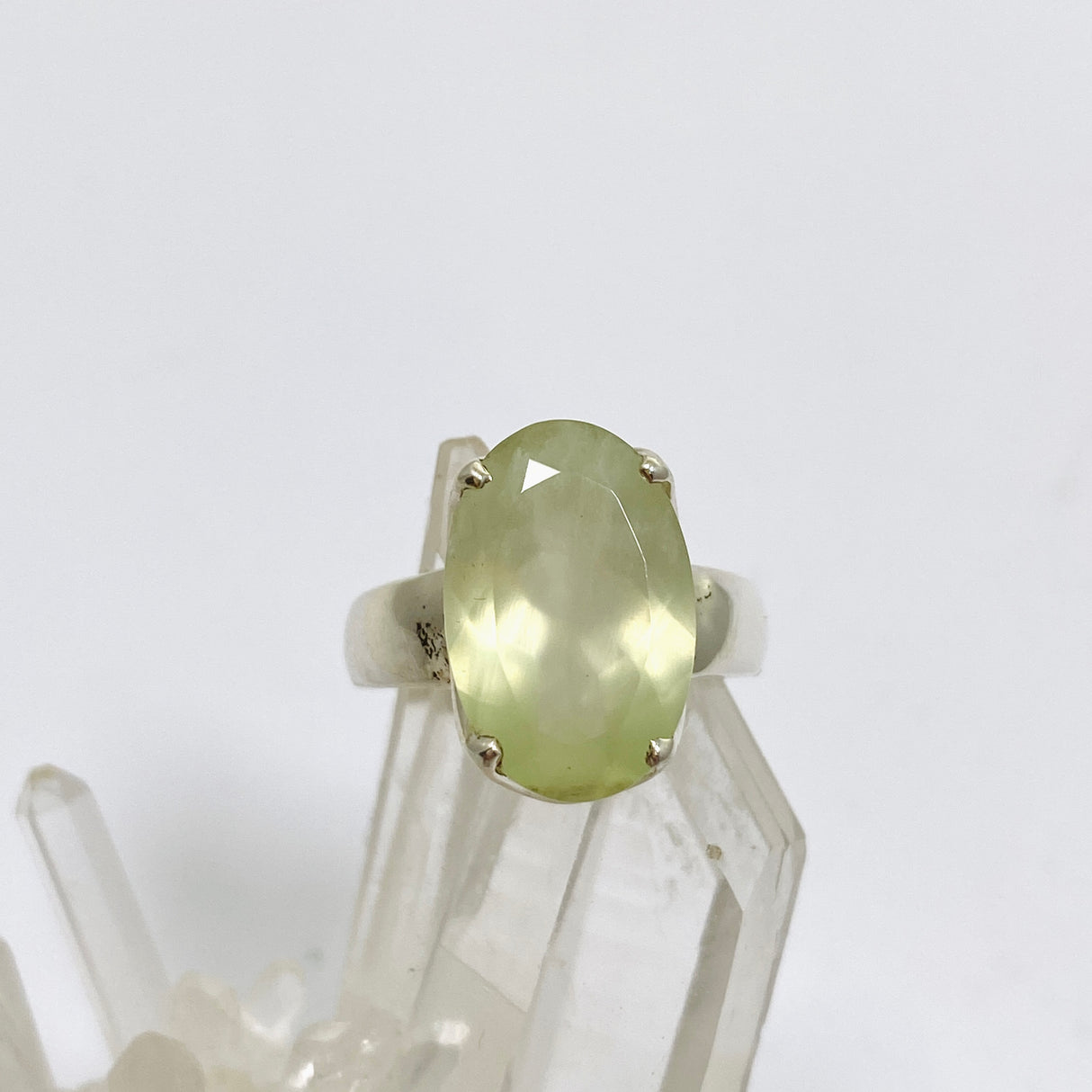 Prehnite Oval Faceted Ring Size 7 PRGJ860