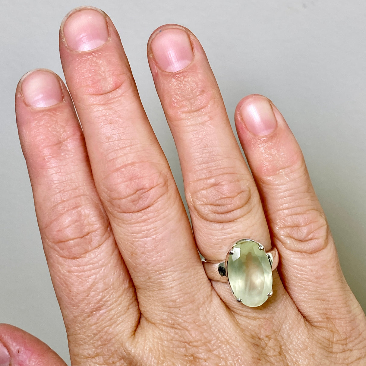 Prehnite Oval Faceted Ring Size 7 PRGJ860