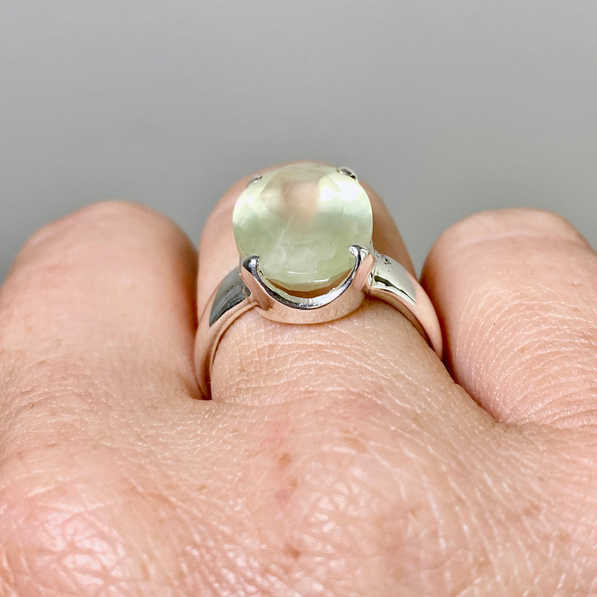 Prehnite Oval Faceted Ring Size 7 PRGJ860
