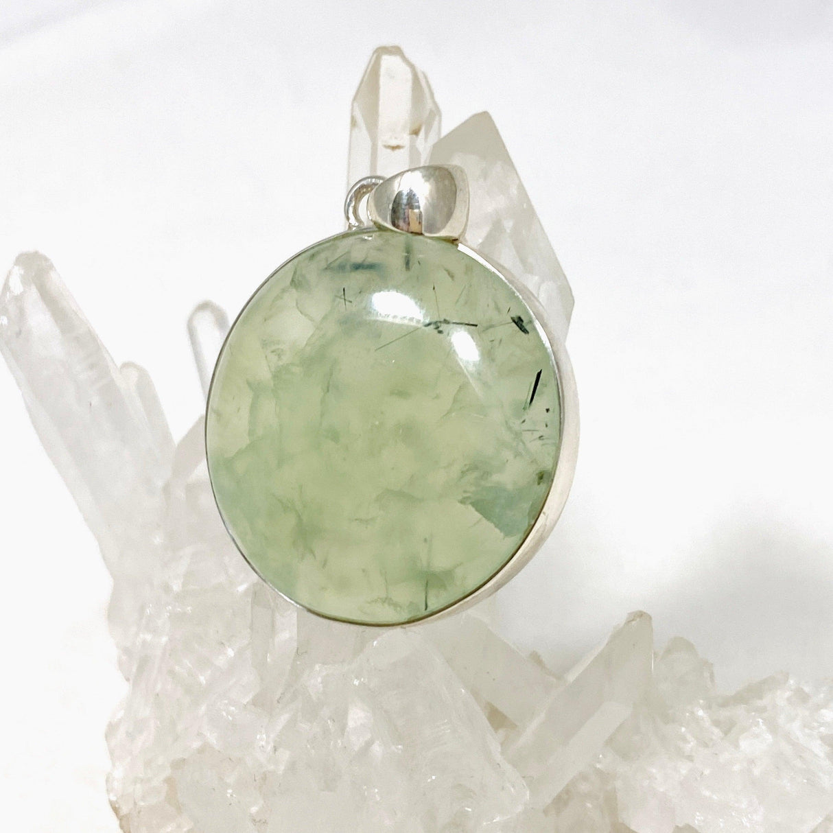 Prehnite Round Pendant KPGJ4284 - Nature's Magick