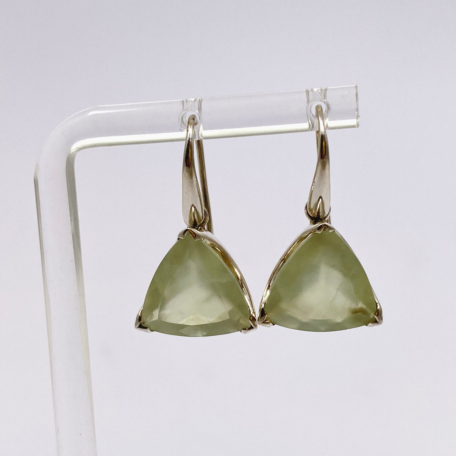 Prehnite Triangular Faceted Earrings PEGJ315