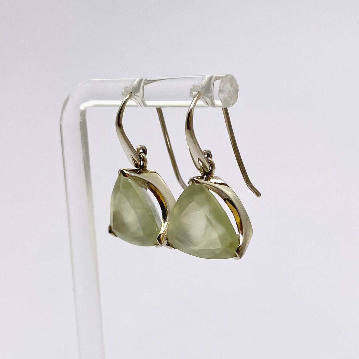Prehnite Triangular Faceted Earrings PEGJ315