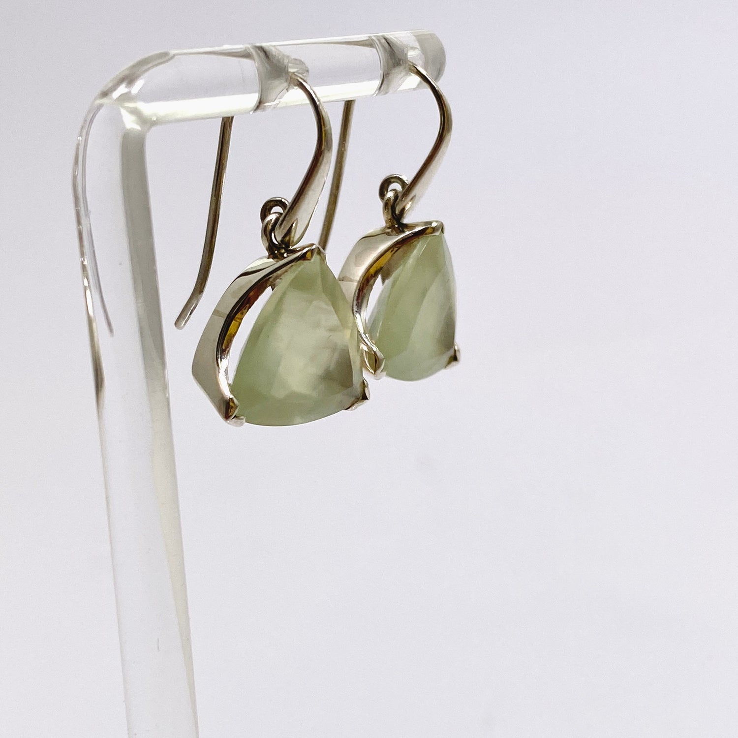 Prehnite Triangular Faceted Earrings PEGJ315
