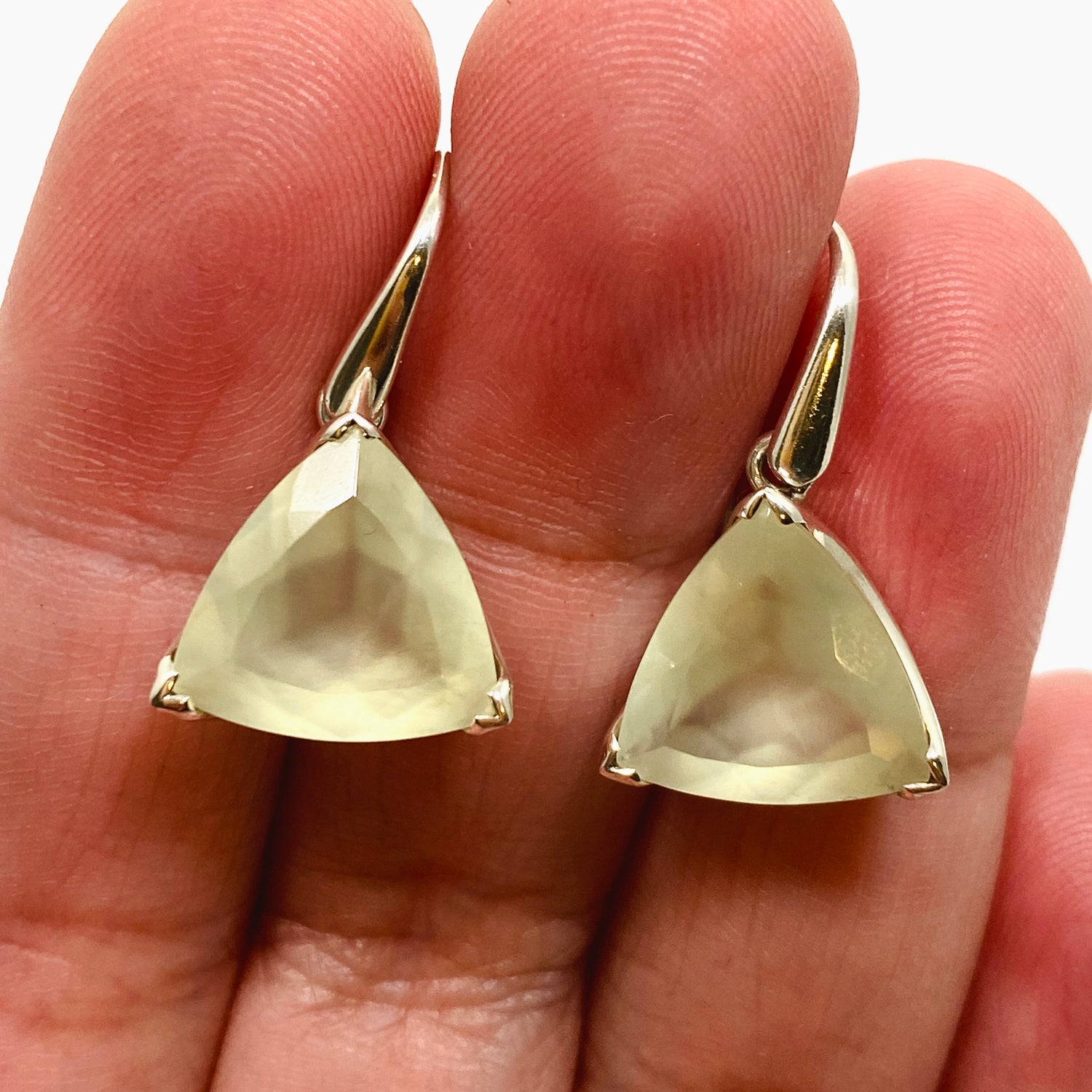 Prehnite Triangular Faceted Earrings PEGJ315