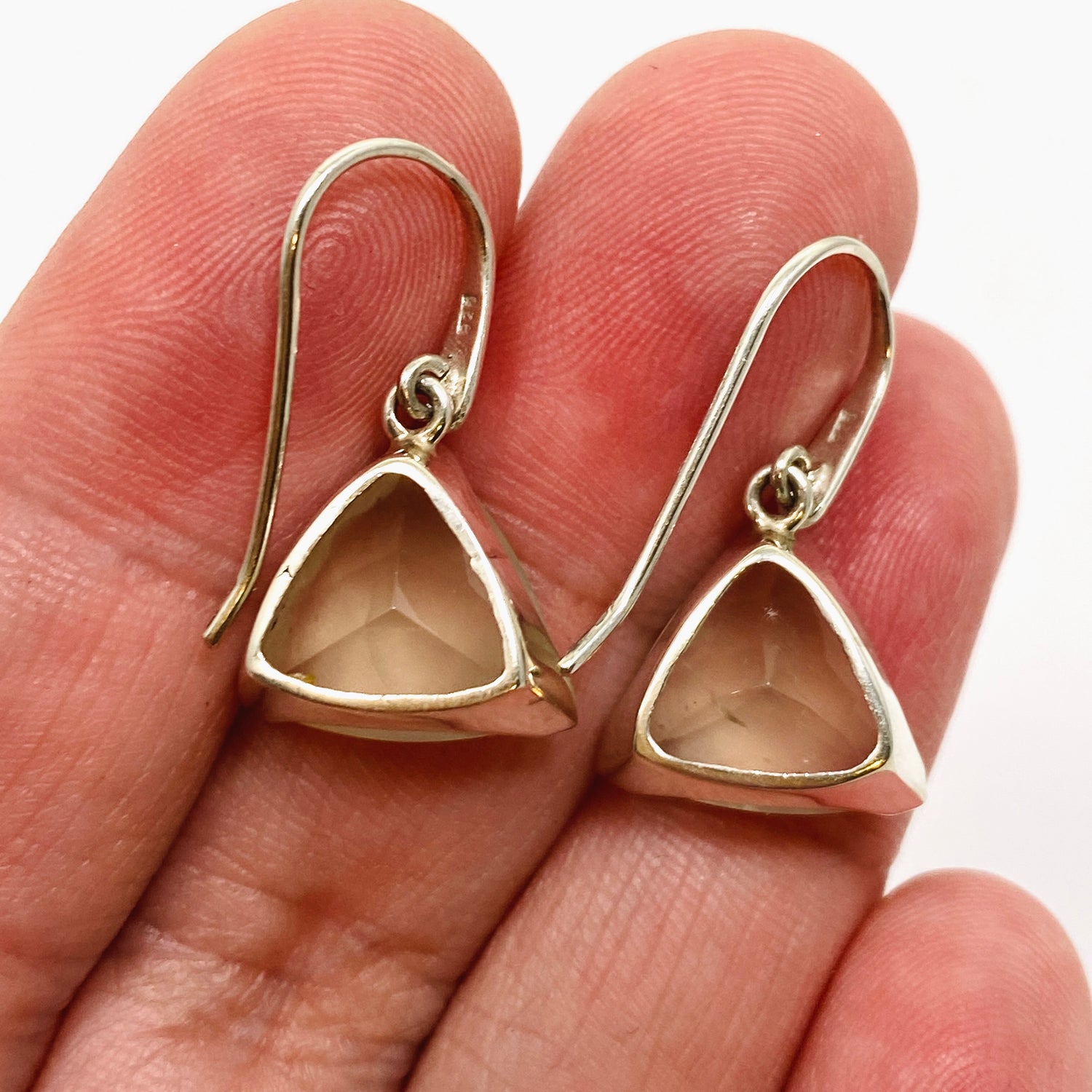 Prehnite Triangular Faceted Earrings PEGJ315