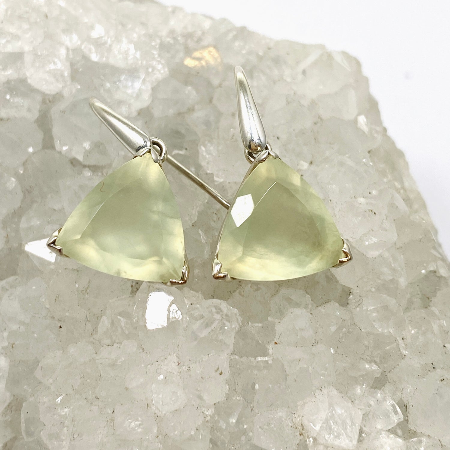 Prehnite Triangular Faceted Earrings PEGJ315