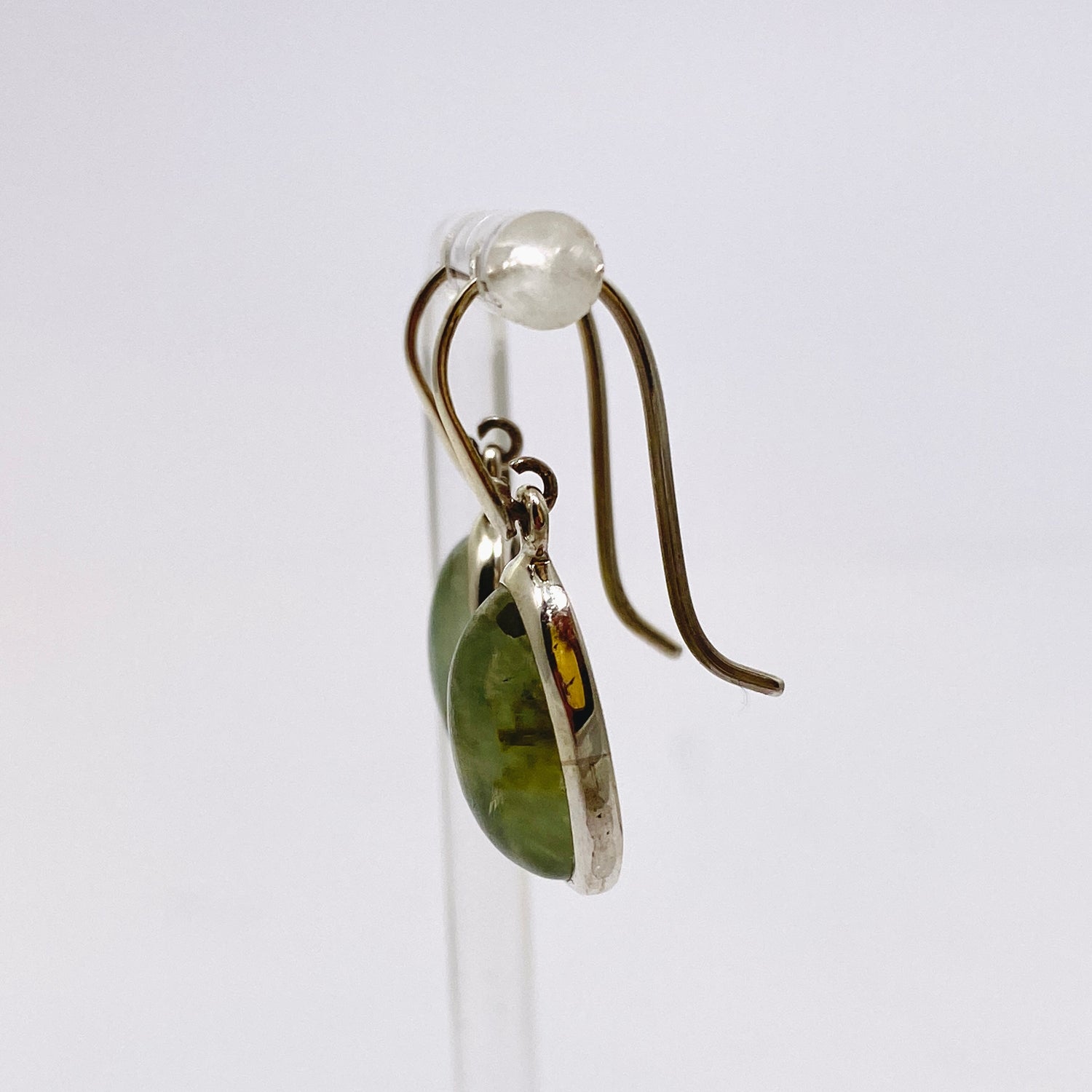 Prehnite with Epidote Oval Cabochon Earrings PEGJ312
