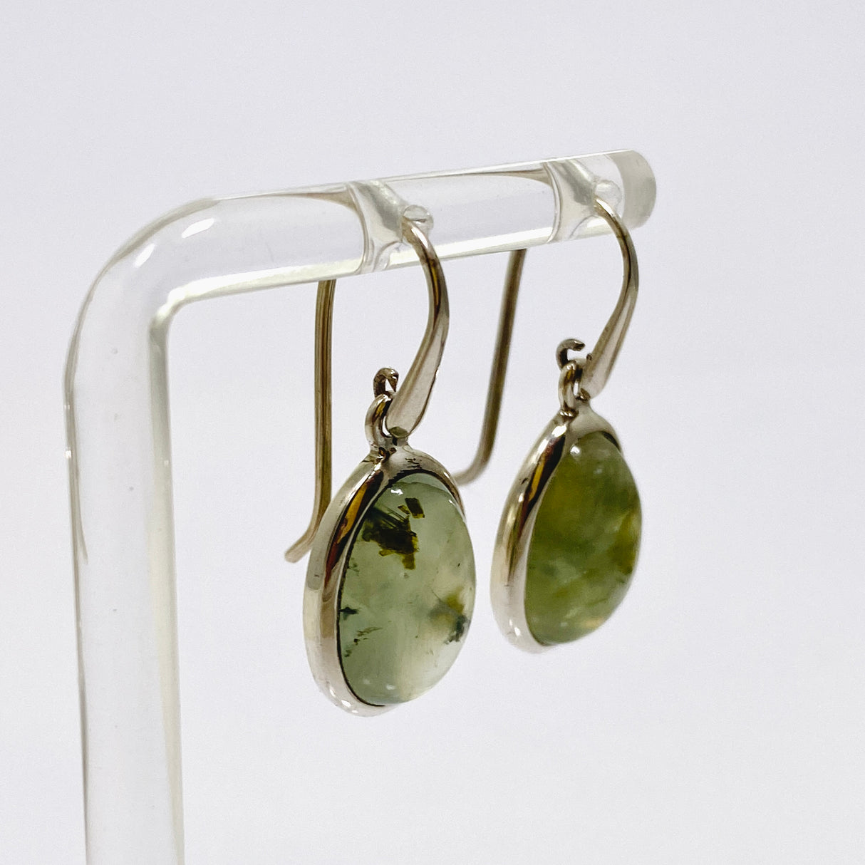 Prehnite with Epidote Oval Cabochon Earrings PEGJ312