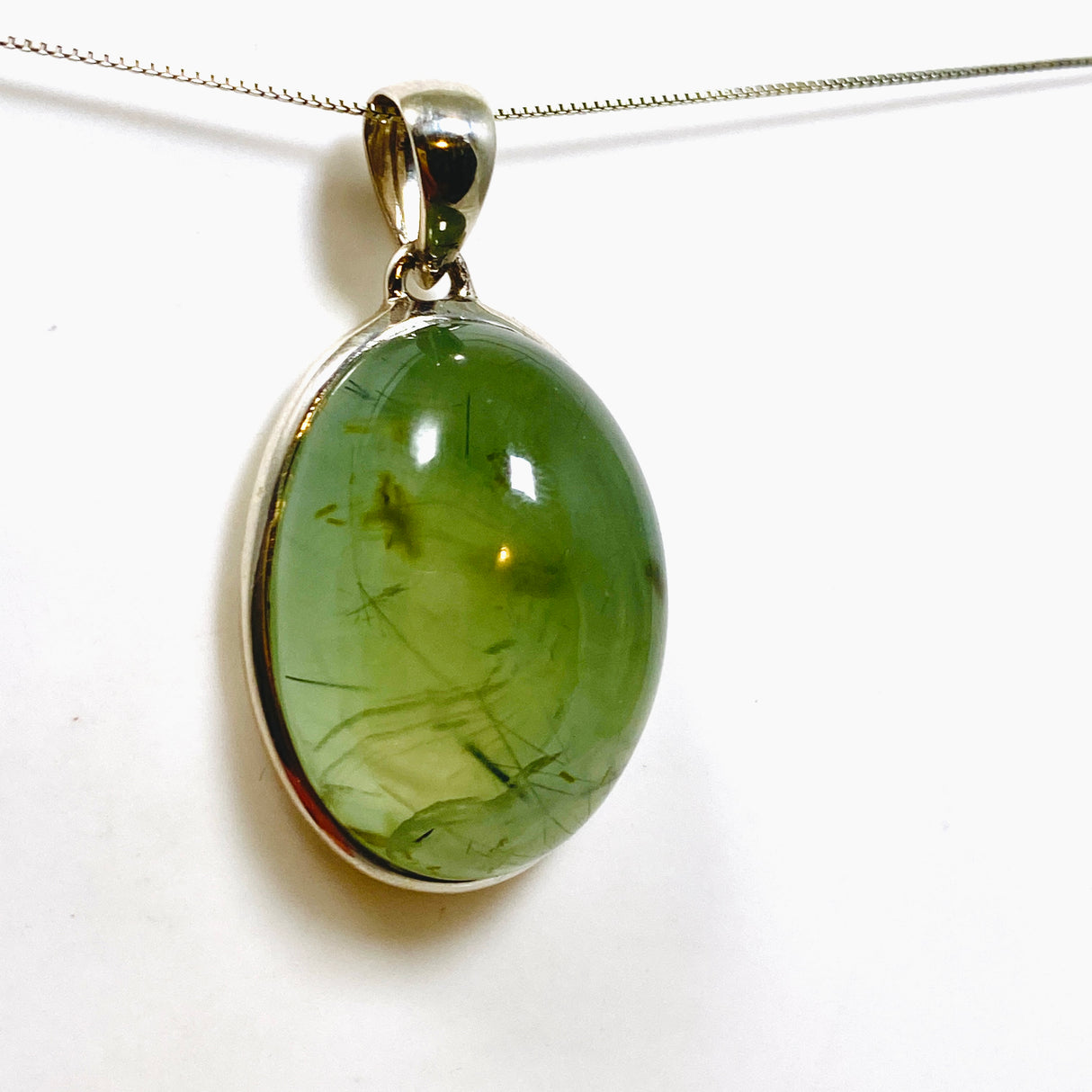 Prehnite with Epidote Oval Cabochon Pendant PPGJ1015