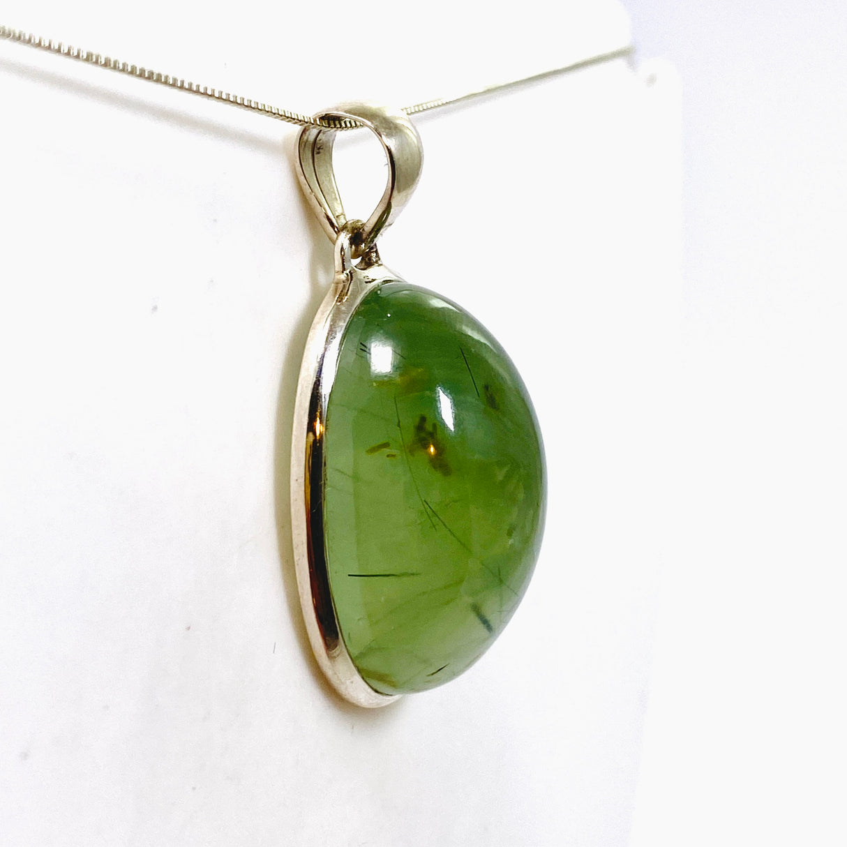 Prehnite with Epidote Oval Cabochon Pendant PPGJ1015