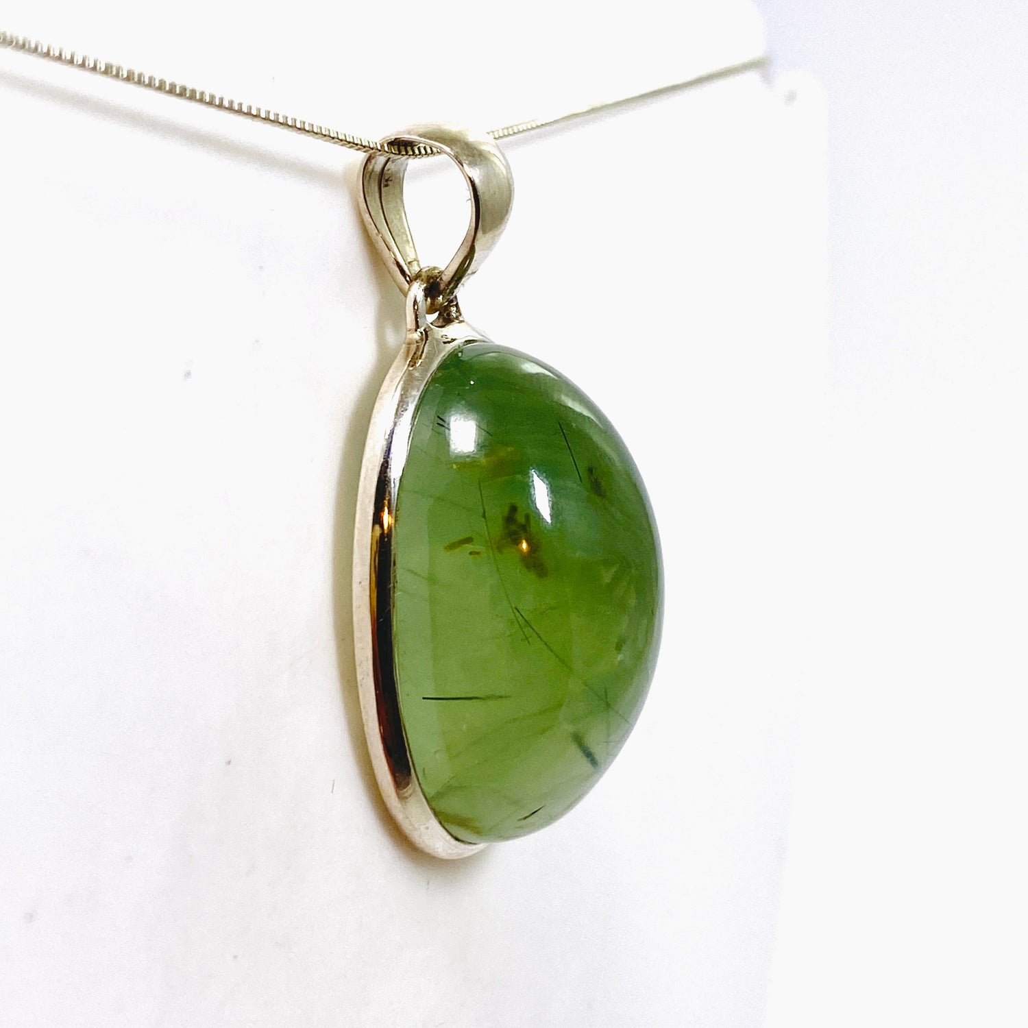 Prehnite with Epidote Oval Cabochon Pendant PPGJ1015