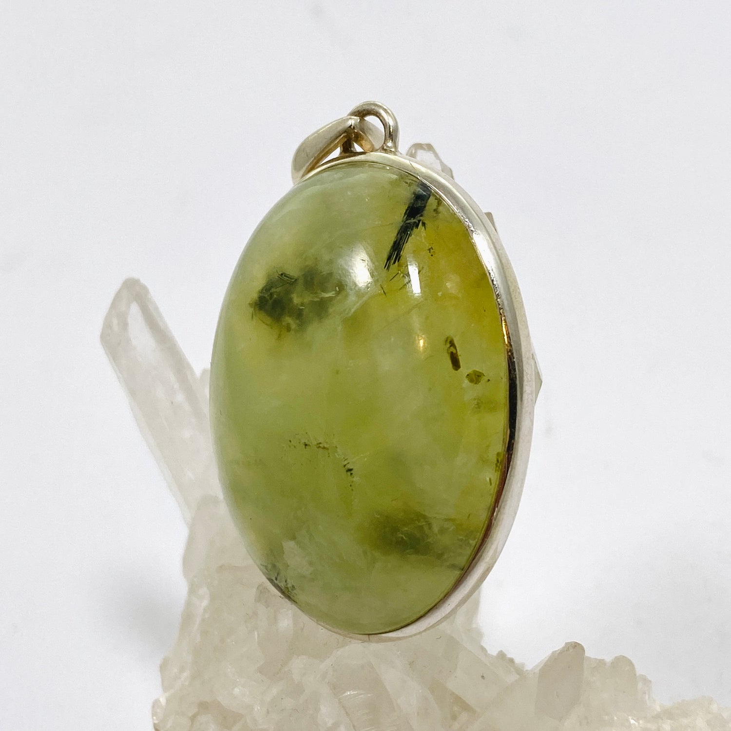 Prehnite with Epidote Oval Cabochon Pendant PPGJ1016