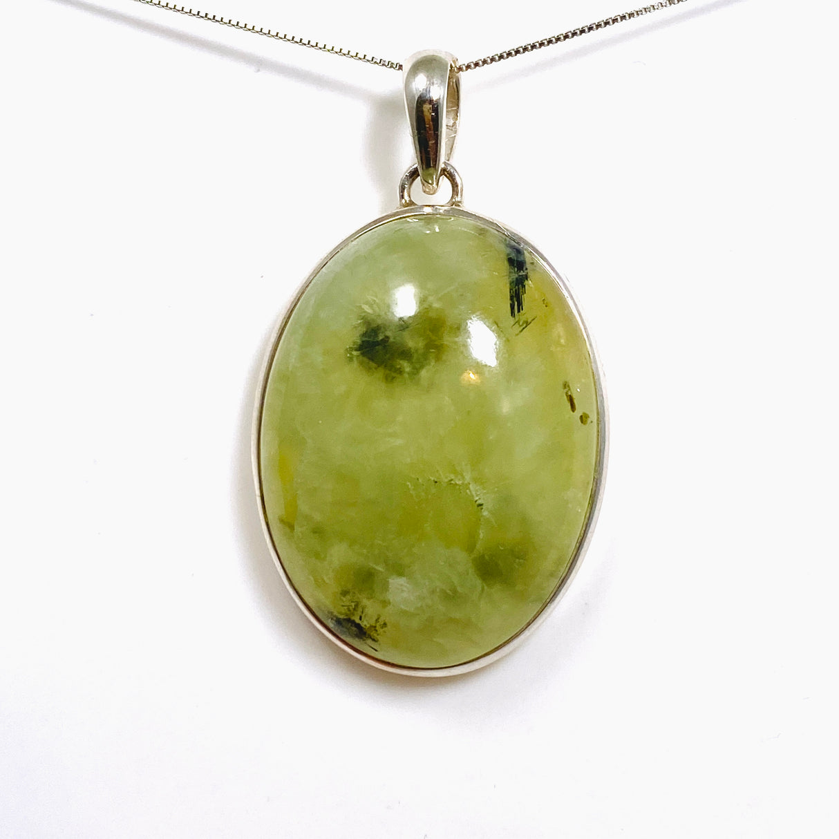 Prehnite with Epidote Oval Cabochon Pendant PPGJ1016