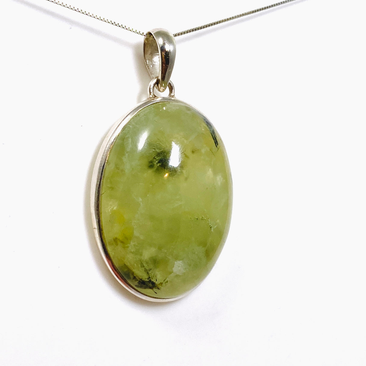 Prehnite with Epidote Oval Cabochon Pendant PPGJ1016