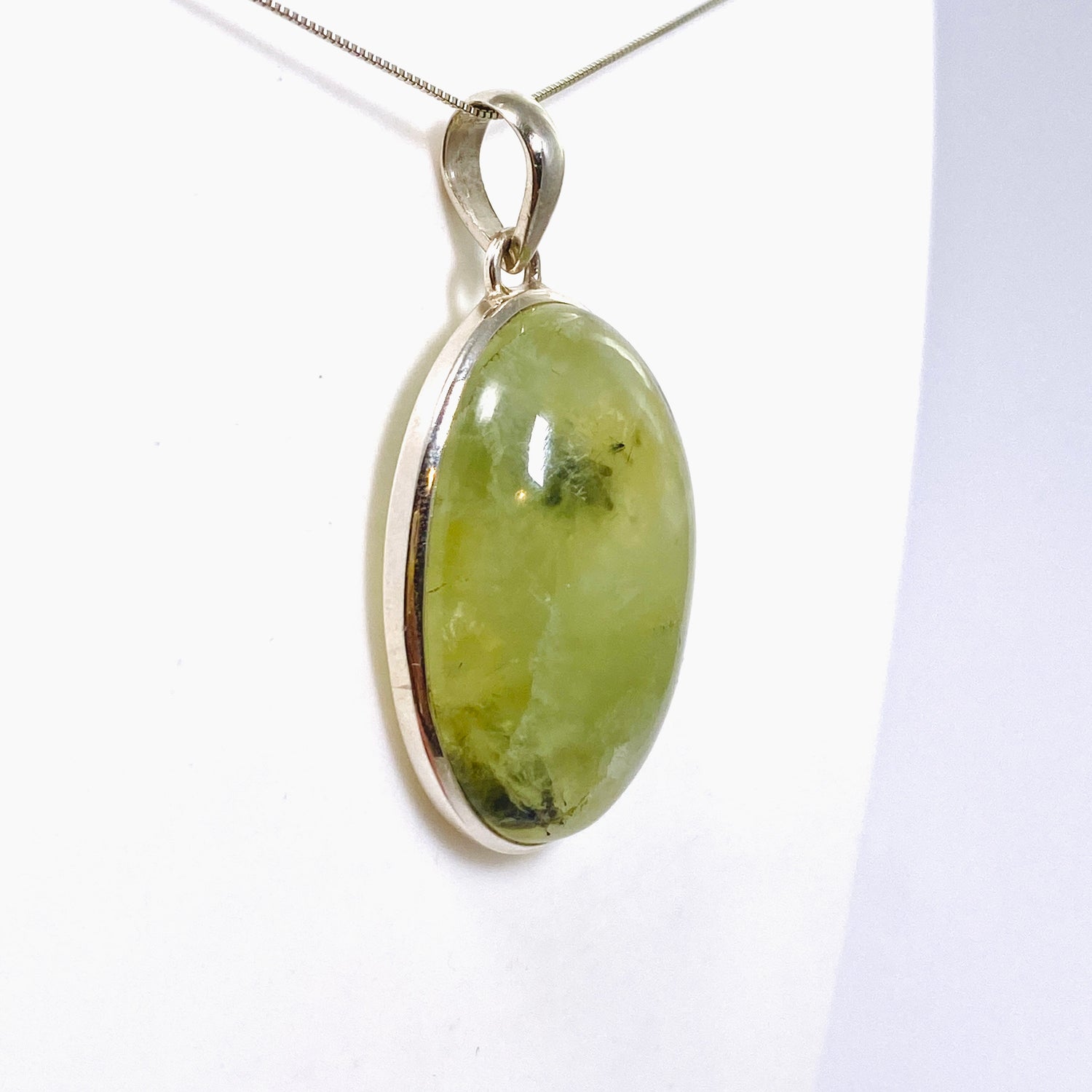 Prehnite with Epidote Oval Cabochon Pendant PPGJ1016