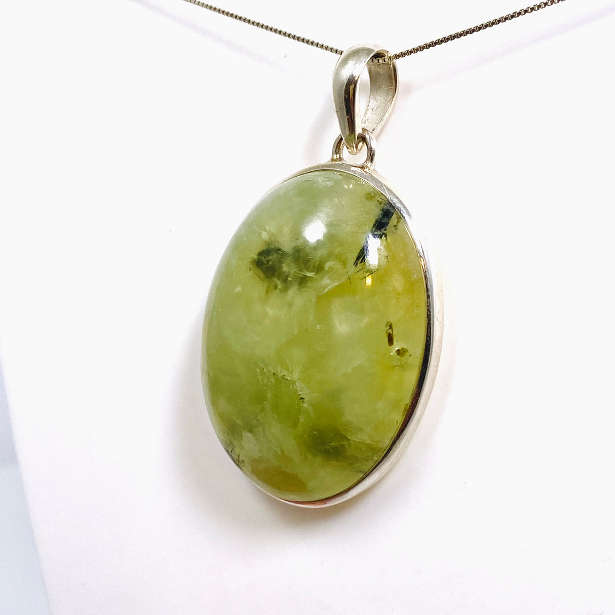 Prehnite with Epidote Oval Cabochon Pendant PPGJ1016
