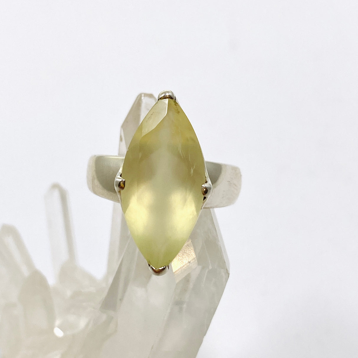 Prehnite Marquise Faceted Ring Size 7.5 PRGJ868
