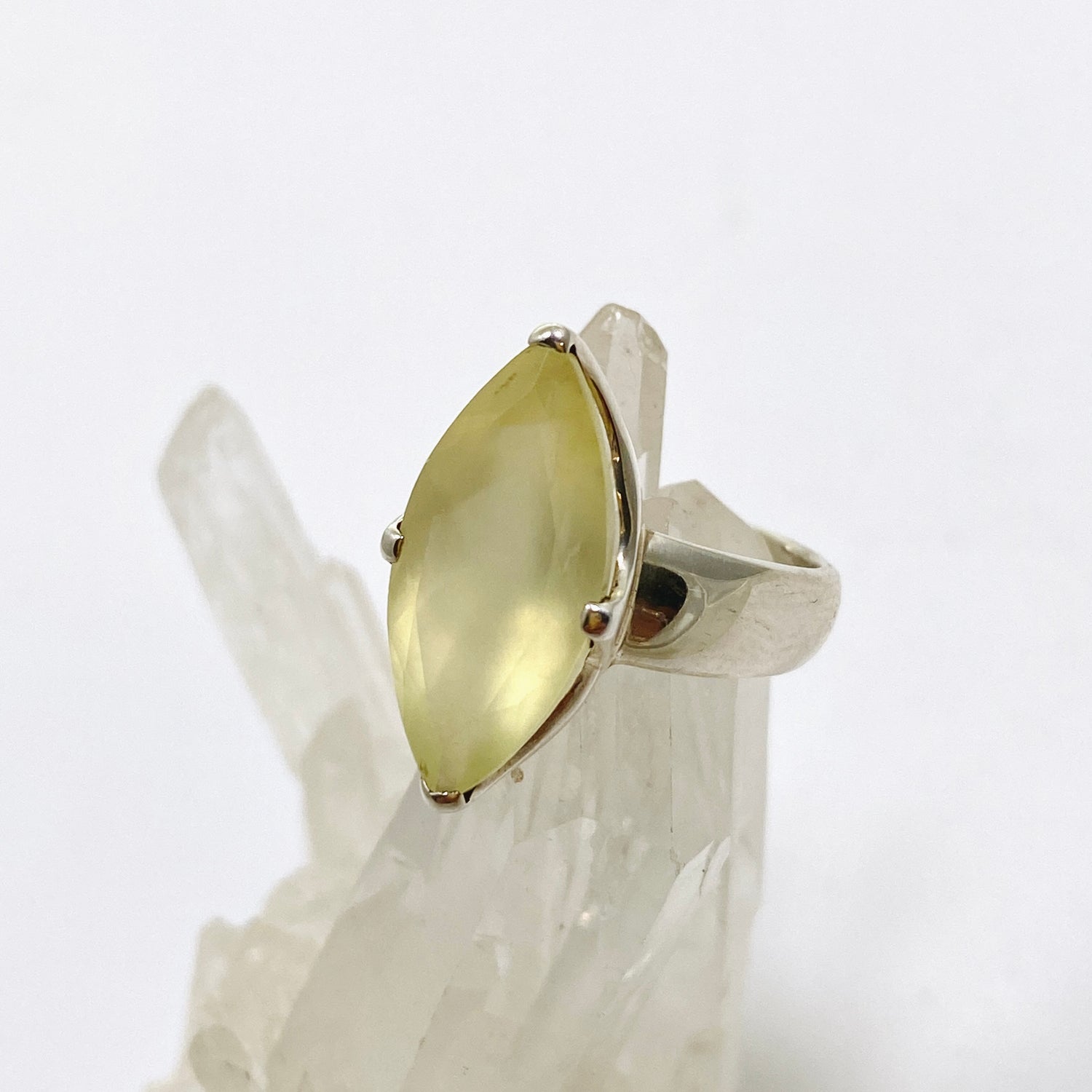Prehnite Marquise Faceted Ring Size 7.5 PRGJ868