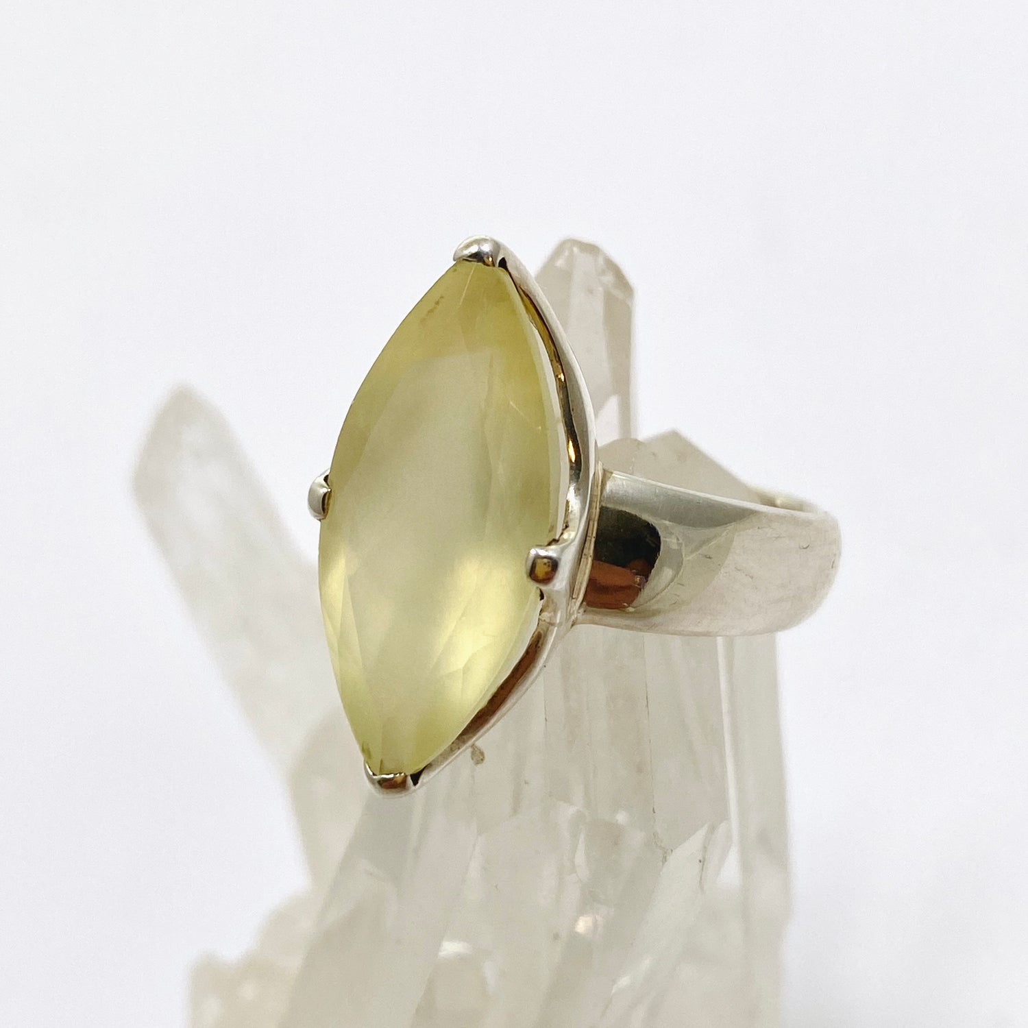 Prehnite Marquise Faceted Ring Size 7.5 PRGJ868