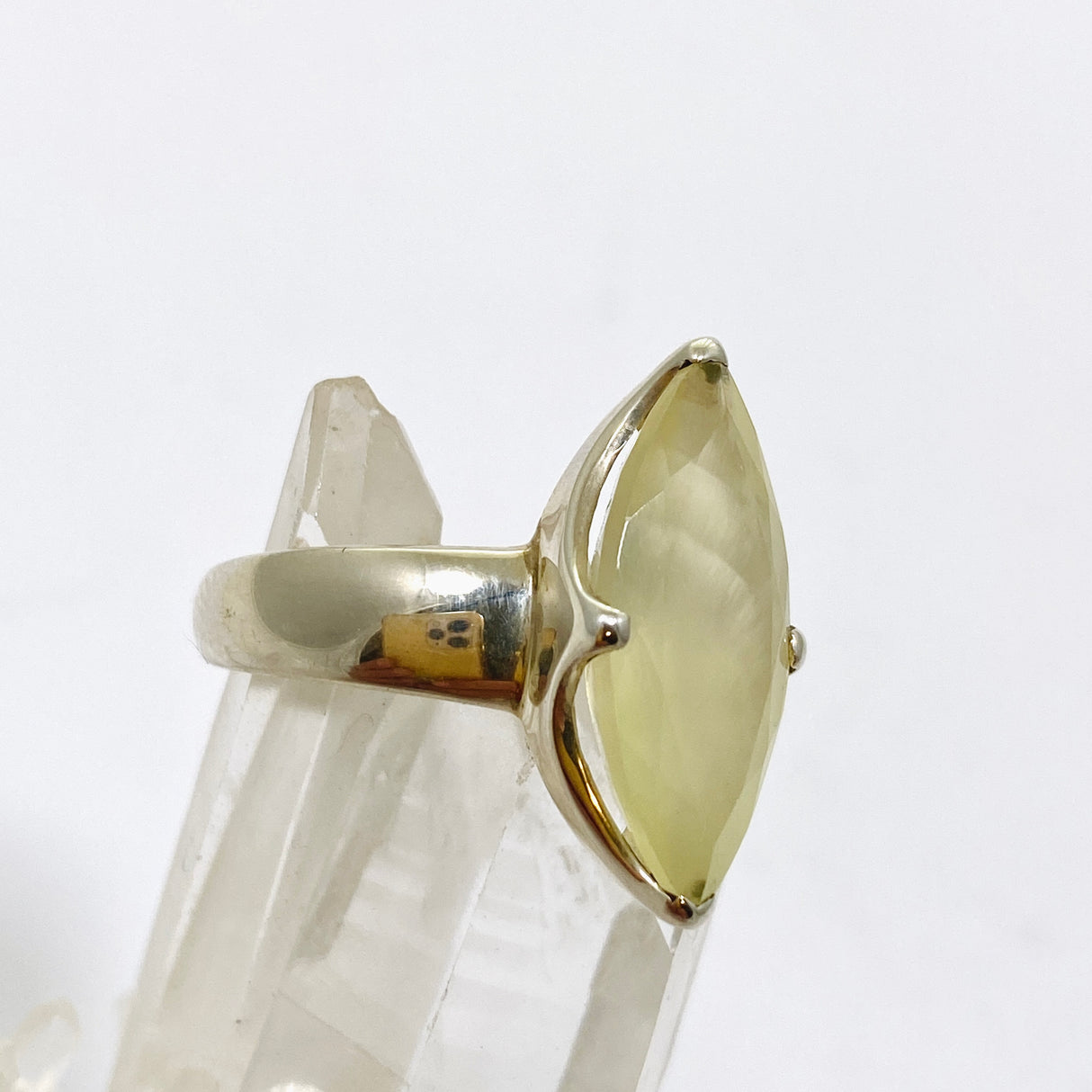 Prehnite Marquise Faceted Ring Size 7.5 PRGJ868