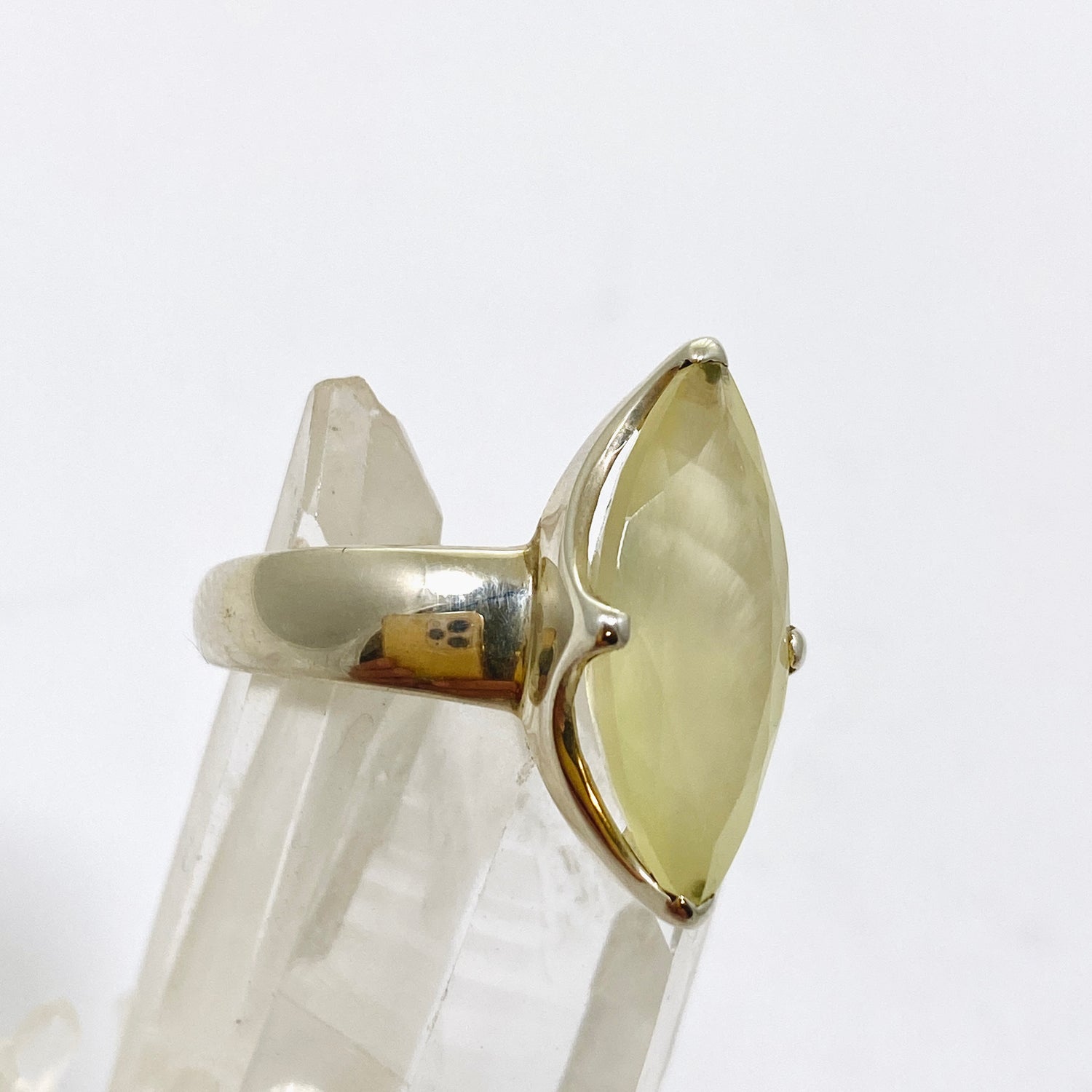 Prehnite Marquise Faceted Ring Size 7.5 PRGJ868