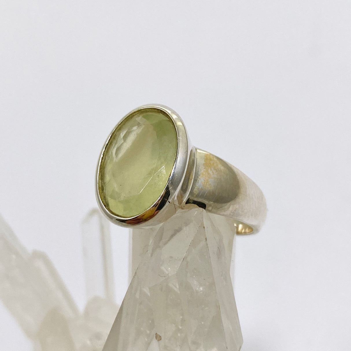 Prehnite Oval Faceted Ring Size 6.5 PRGJ858