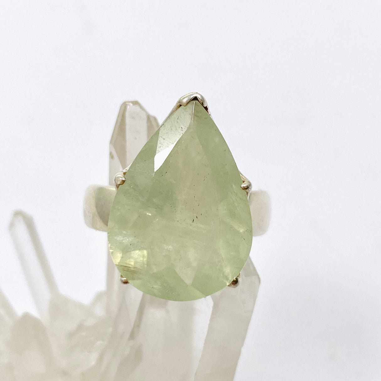 Prehnite Teardrop Faceted Ring Size 10 PRGJ866
