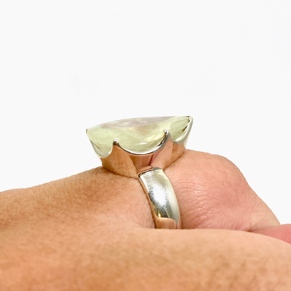 Prehnite Teardrop Faceted Ring Size 10 PRGJ866