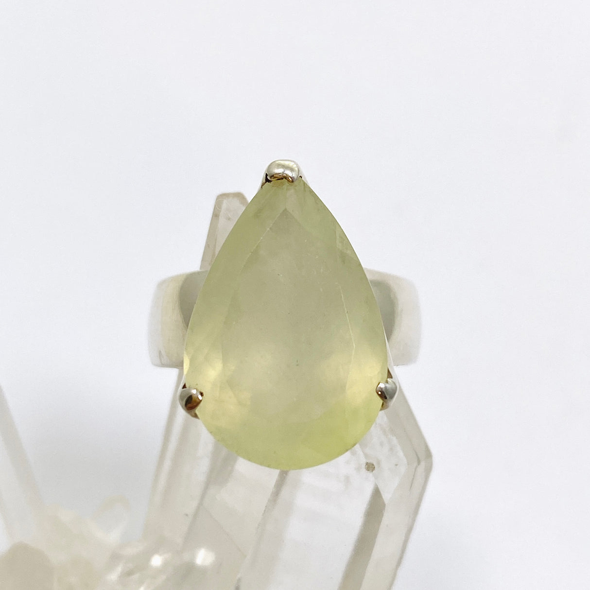 Prehnite Teardrop Faceted Ring Size 8.5 PRGJ865