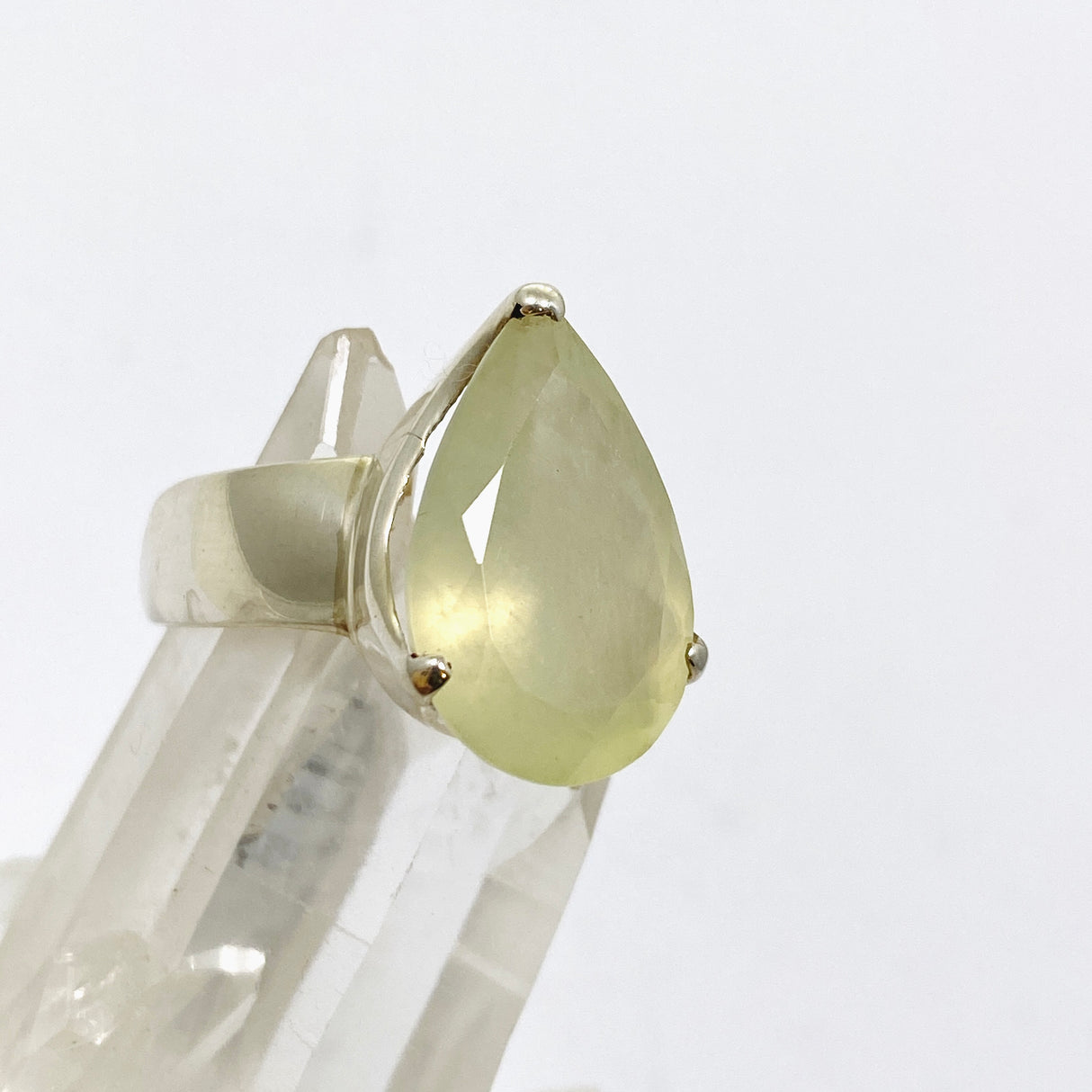 Prehnite Teardrop Faceted Ring Size 8.5 PRGJ865